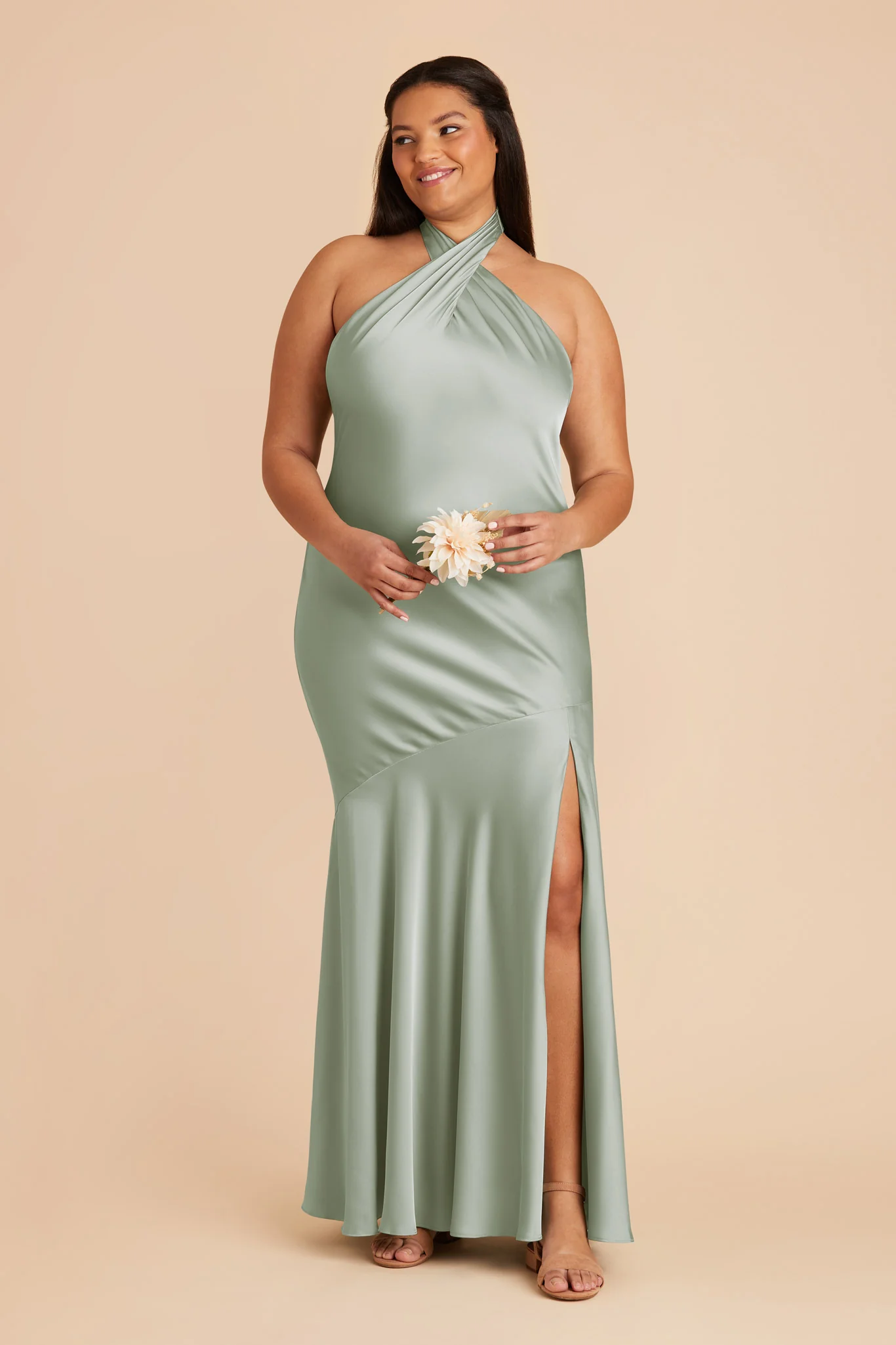 Matte Satin Sage Dress - XNAUWBI