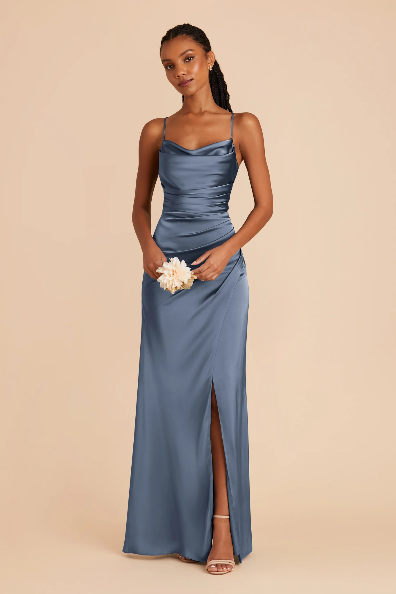 Matte Satin French Blue Dress - XNAUWBI