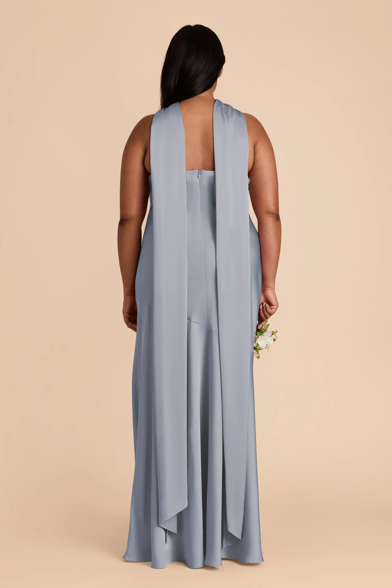 Matte Satin Dusty Blue Dress - XNAUWBI