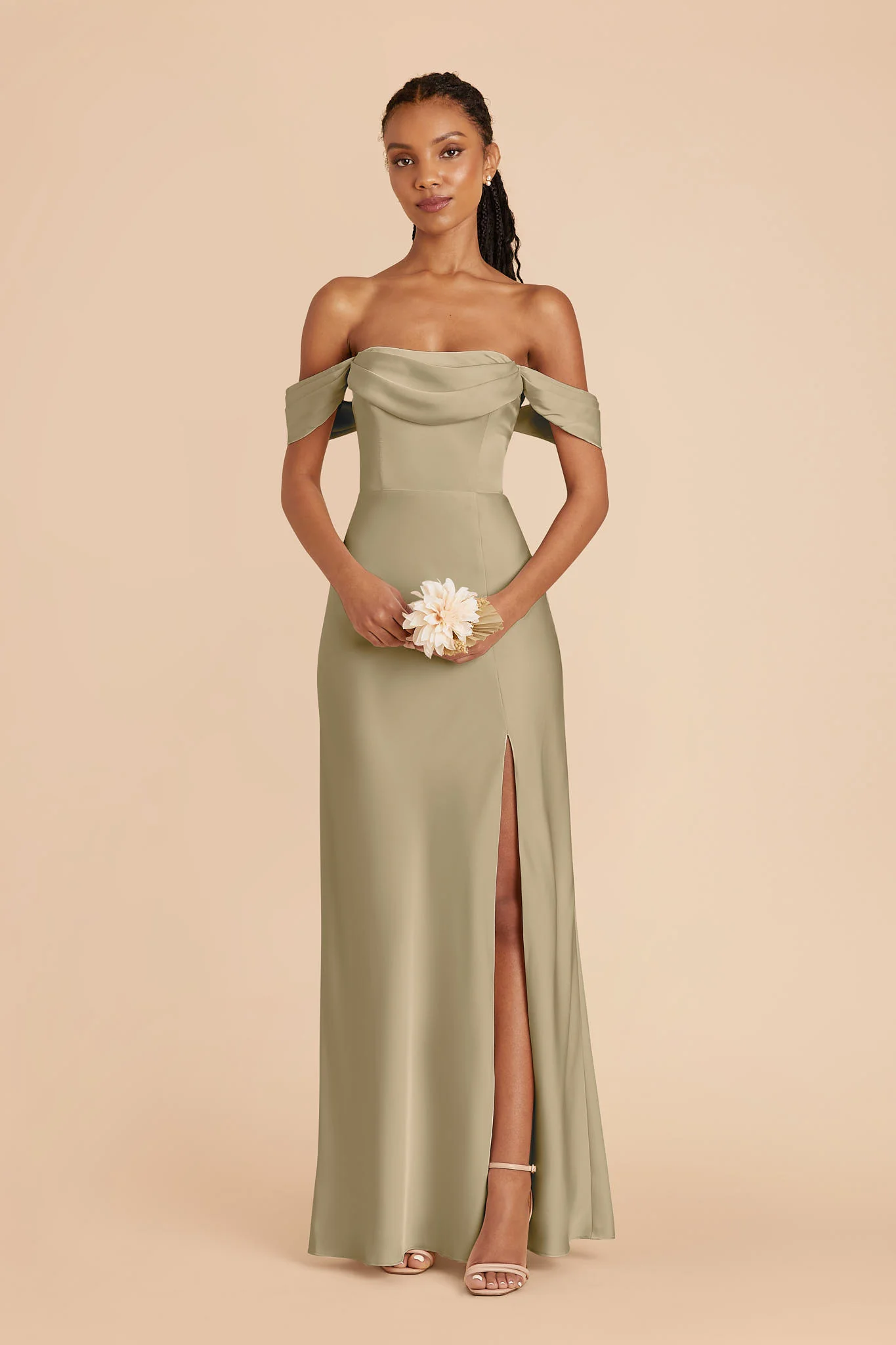 Matte Satin Moss Green Dress - XNAUWBI