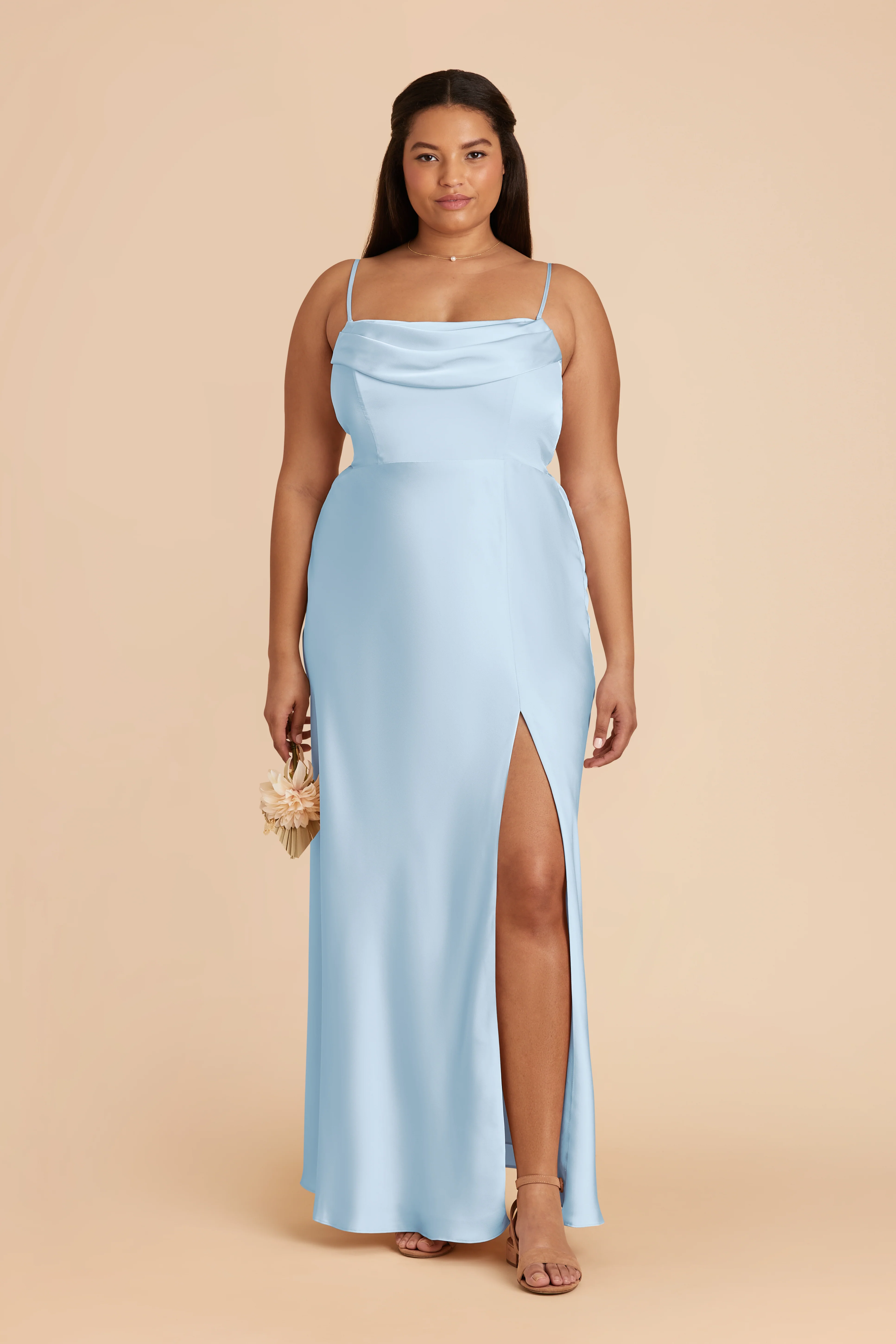 Matte Satin Sky Blue Dress - XNAUWBI