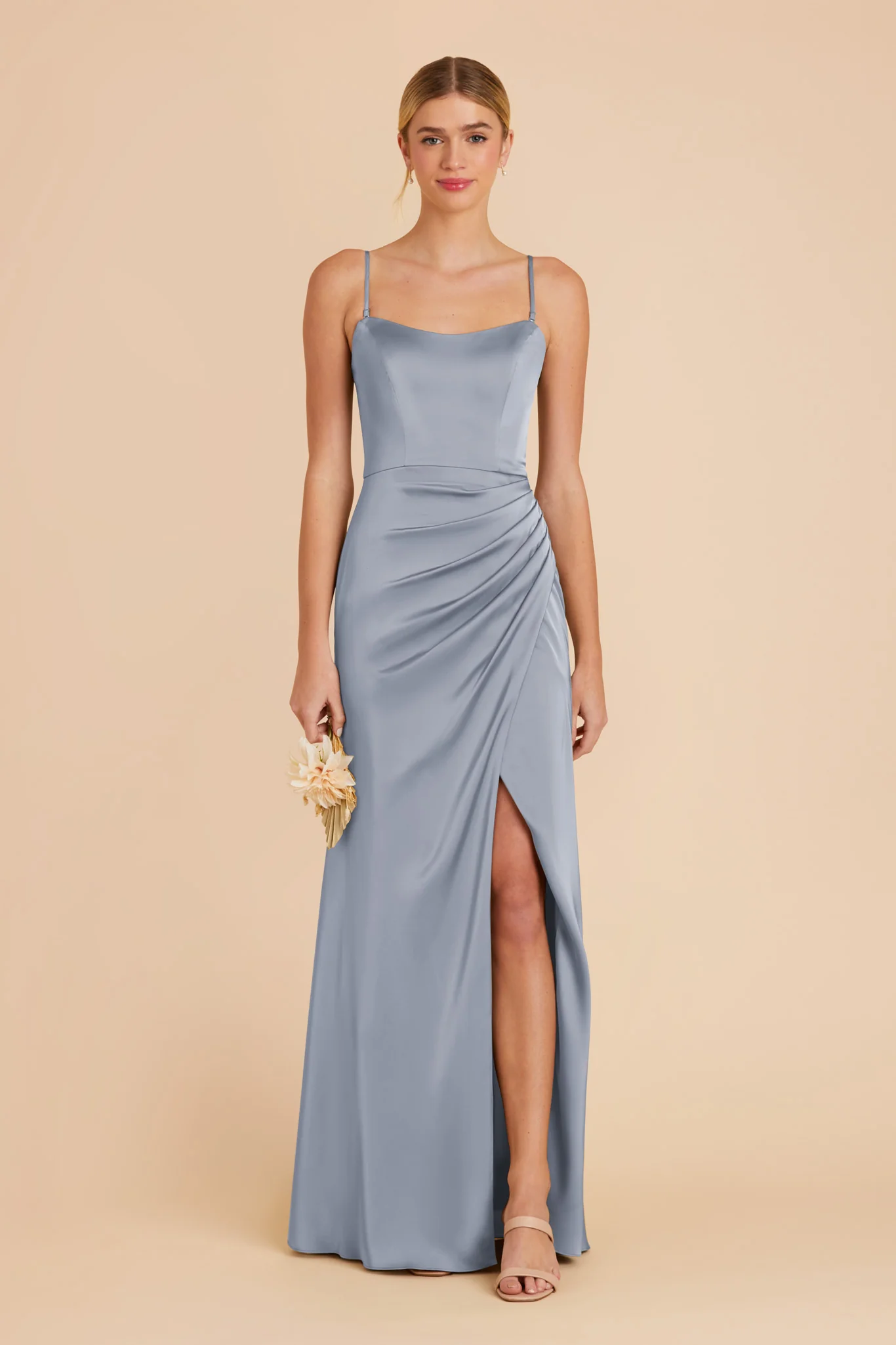 Matte Satin Dusty Blue Dress - XNAUWBI