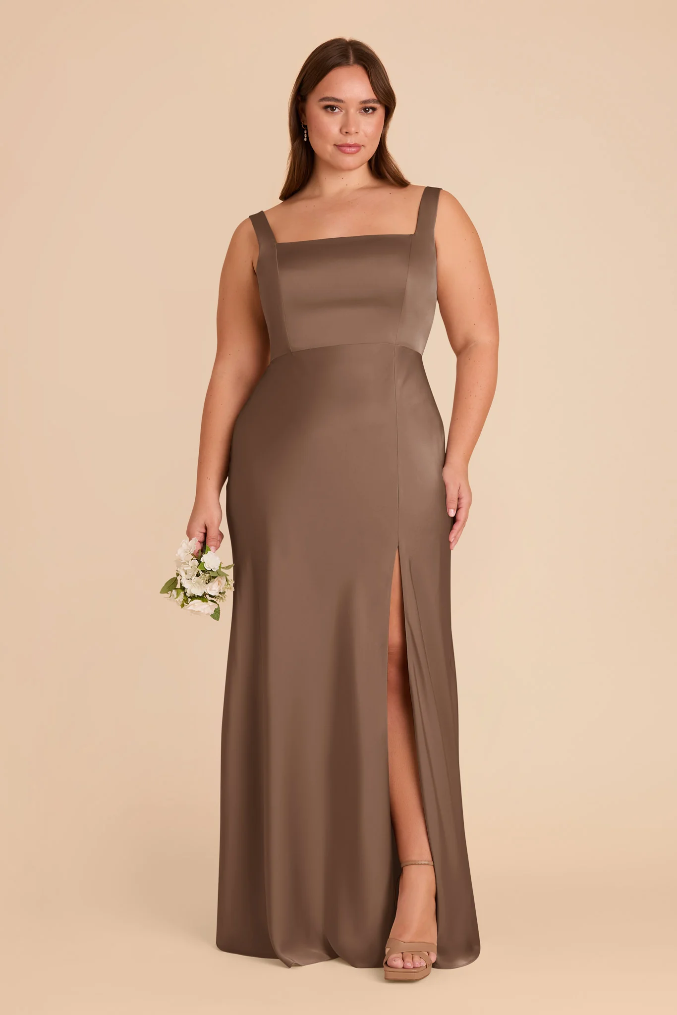 Matte Satin Mocha Dress - XNAUWBI