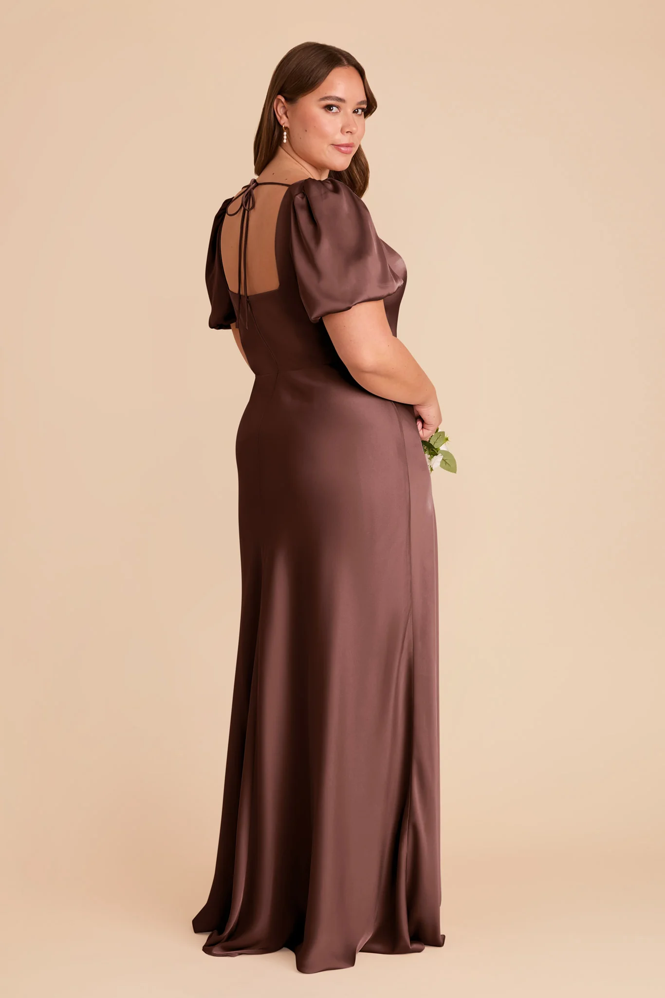 Matte Satin Chocolate Brown Dress - XNAUWBI