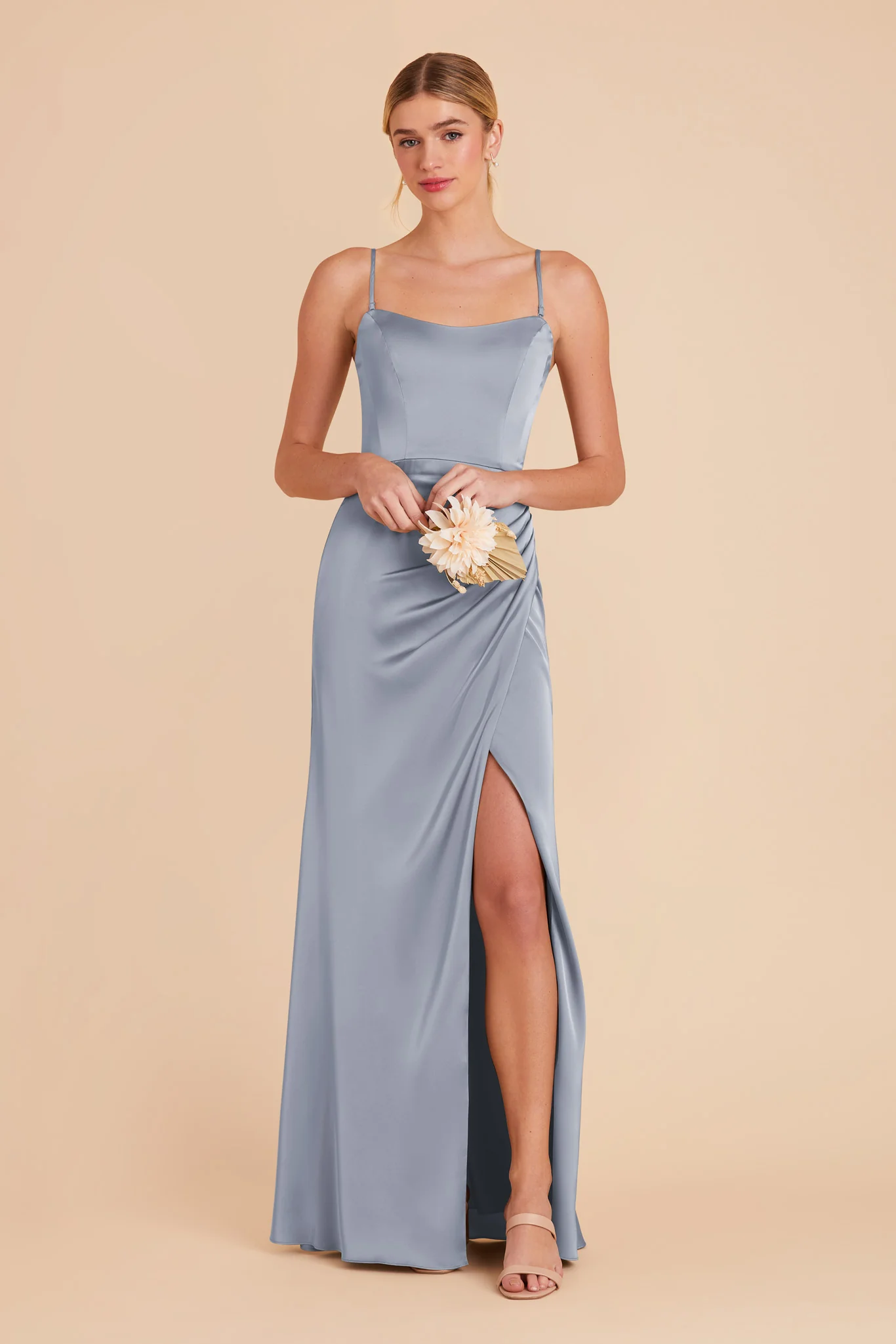 Matte Satin Dusty Blue Dress - XNAUWBI