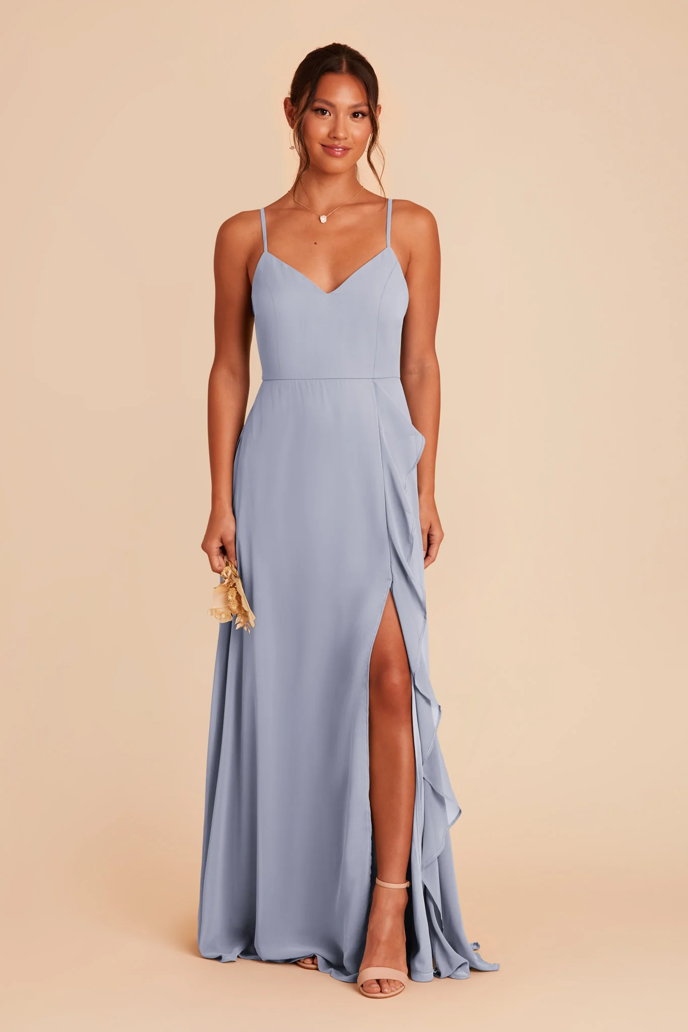 Chiffon Dusty Blue Dress - XNAUWBI