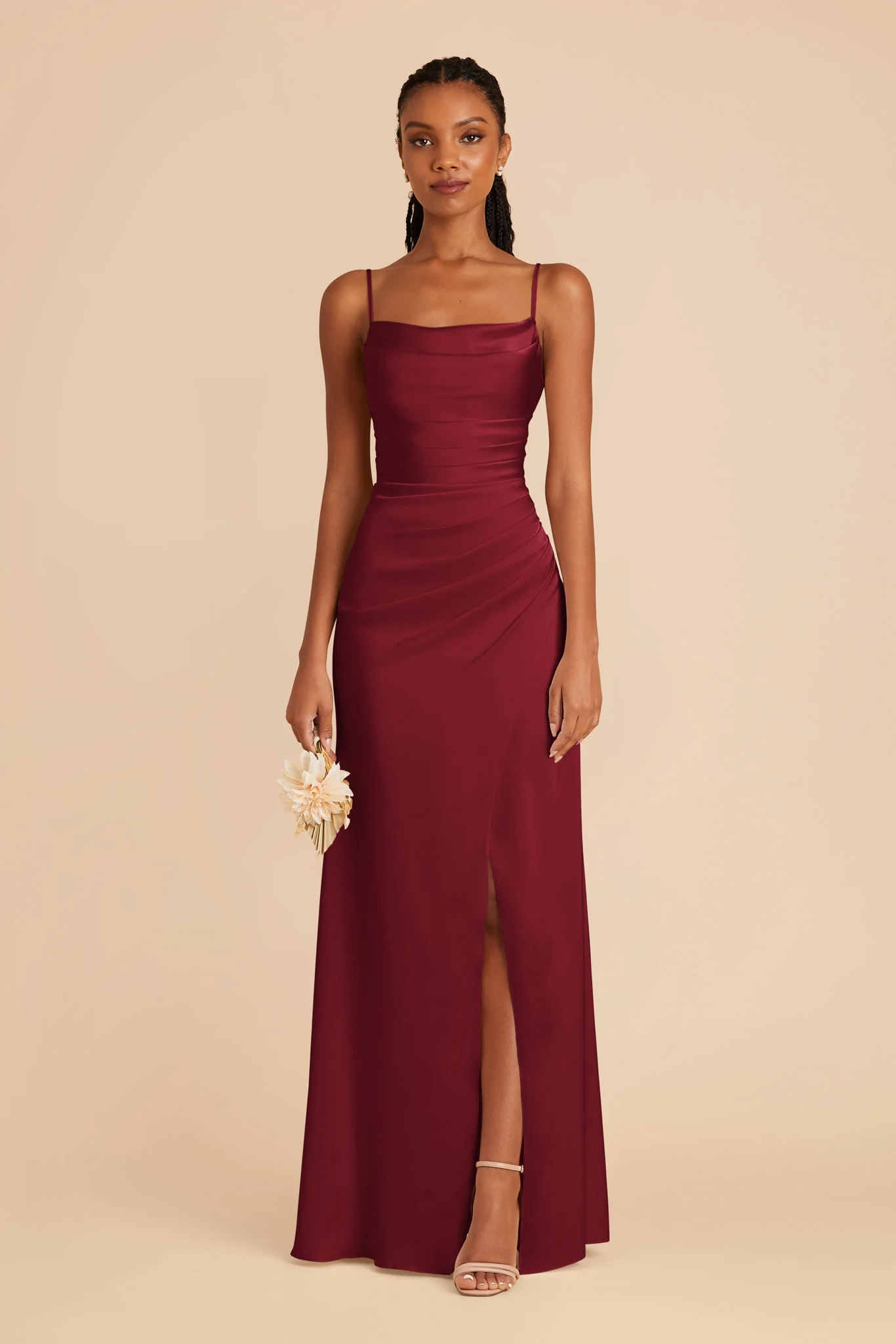 Matte Satin Burgundy Dress - XNAUWBI