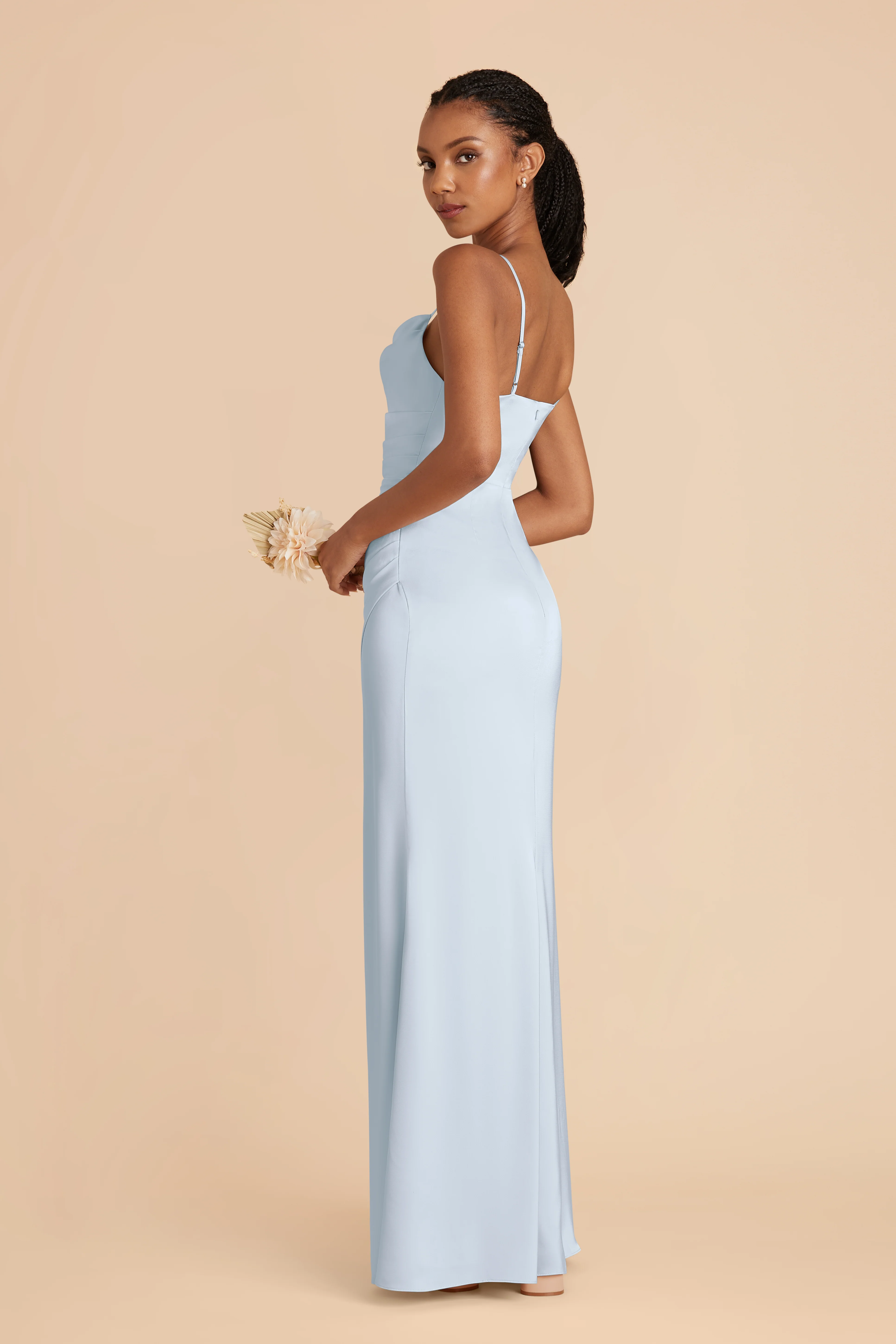 Matte Satin Mist Blue Dress - XNAUWBI