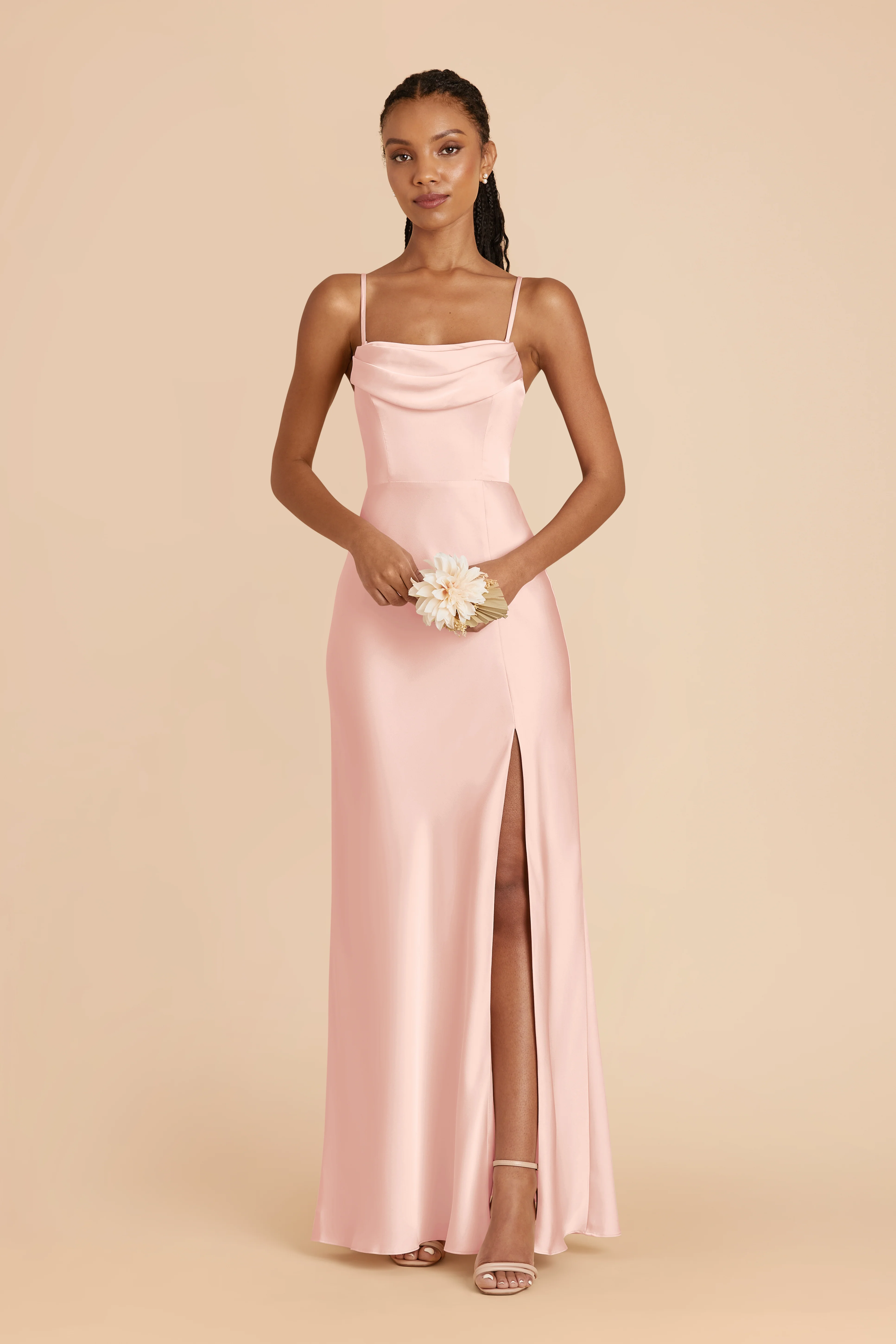 Matte Satin Blush Pink Dress - XNAUWBI