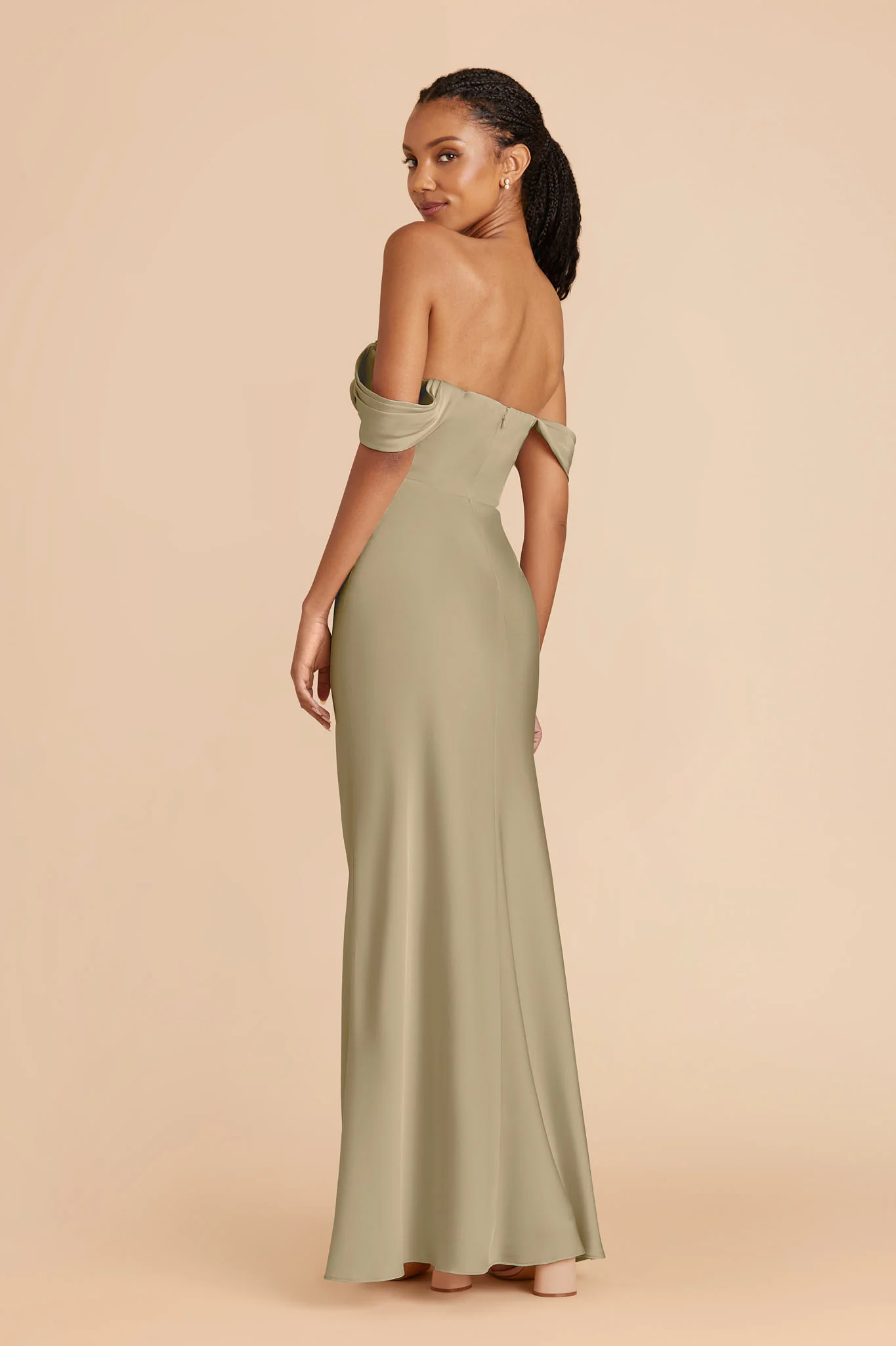Matte Satin Moss Green Dress - XNAUWBI