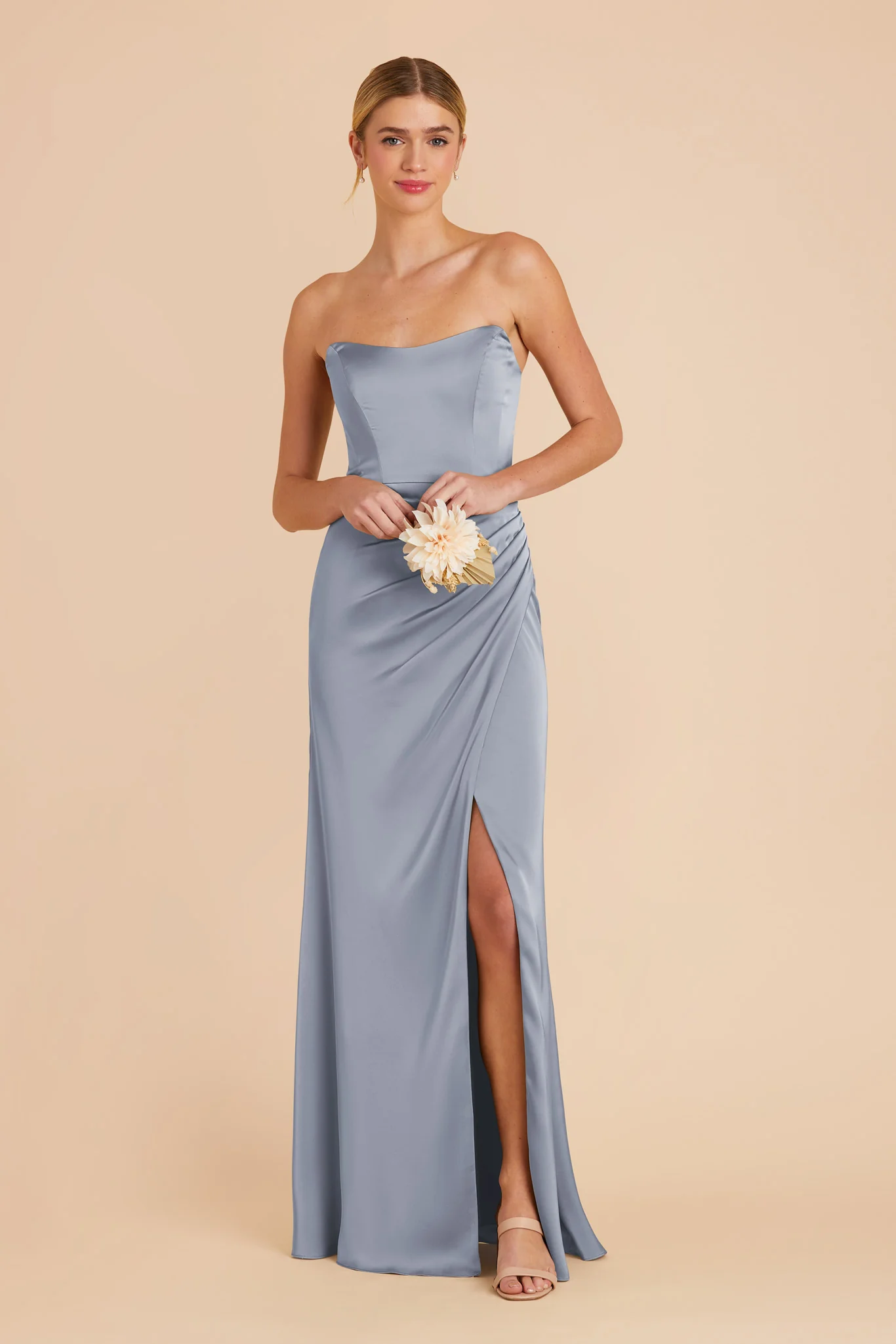 Matte Satin Dusty Blue Dress - XNAUWBI