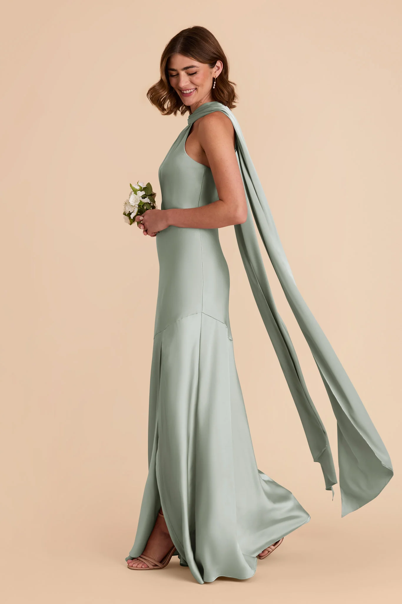 Matte Satin Sage Dress - XNAUWBI