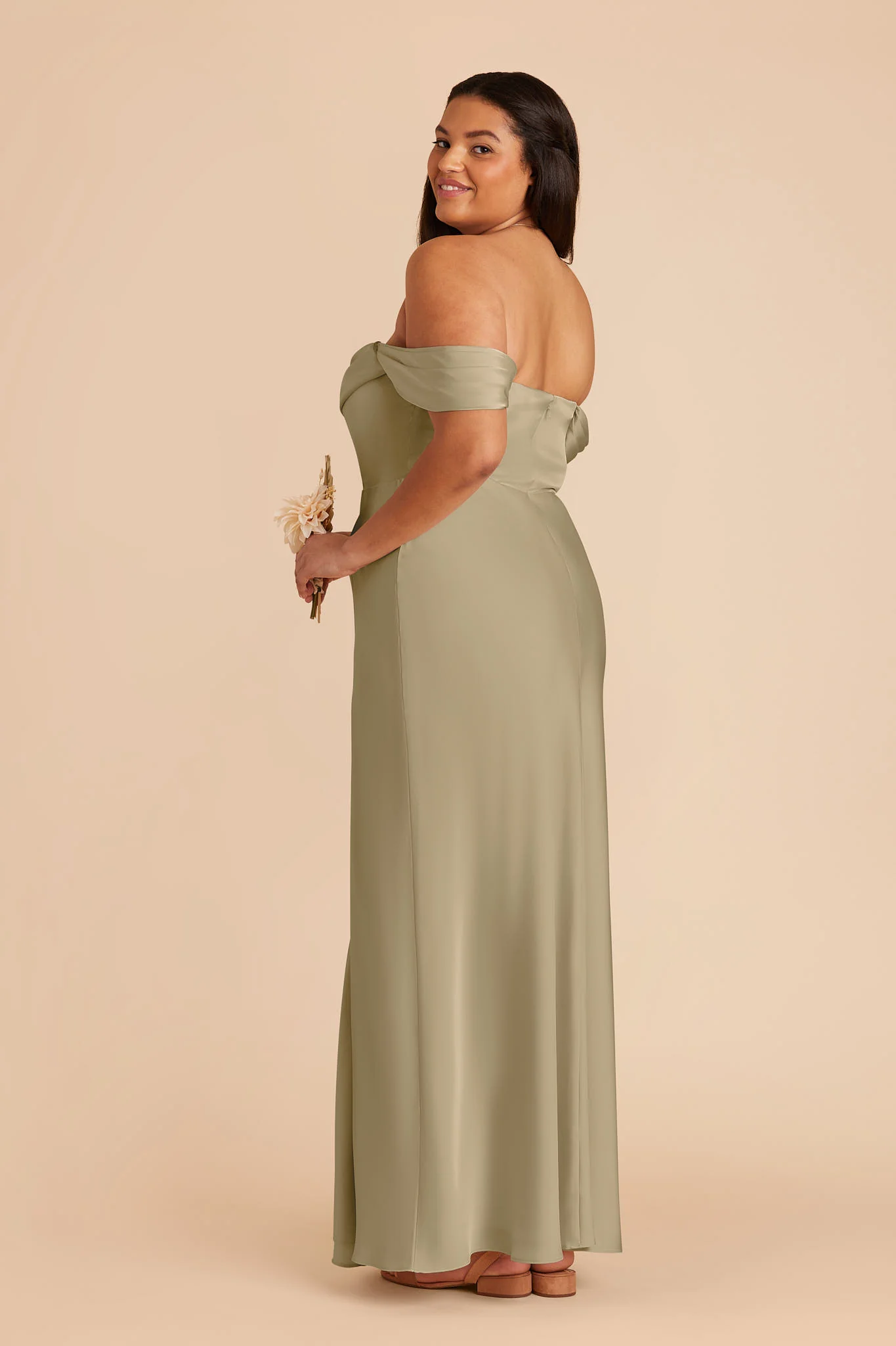 Matte Satin Moss Green Dress - XNAUWBI