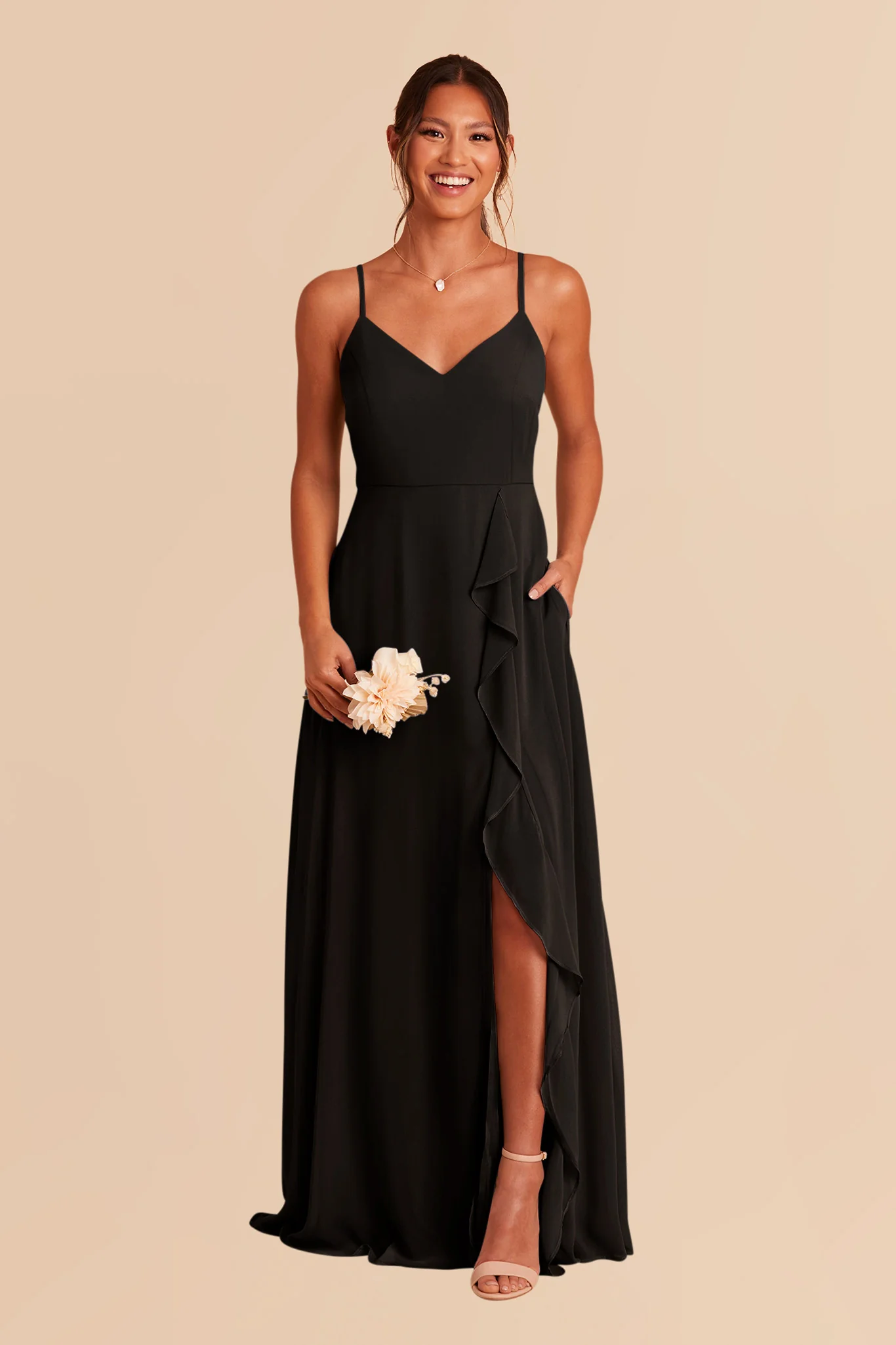 Chiffon Black Dress - XNAUWBI