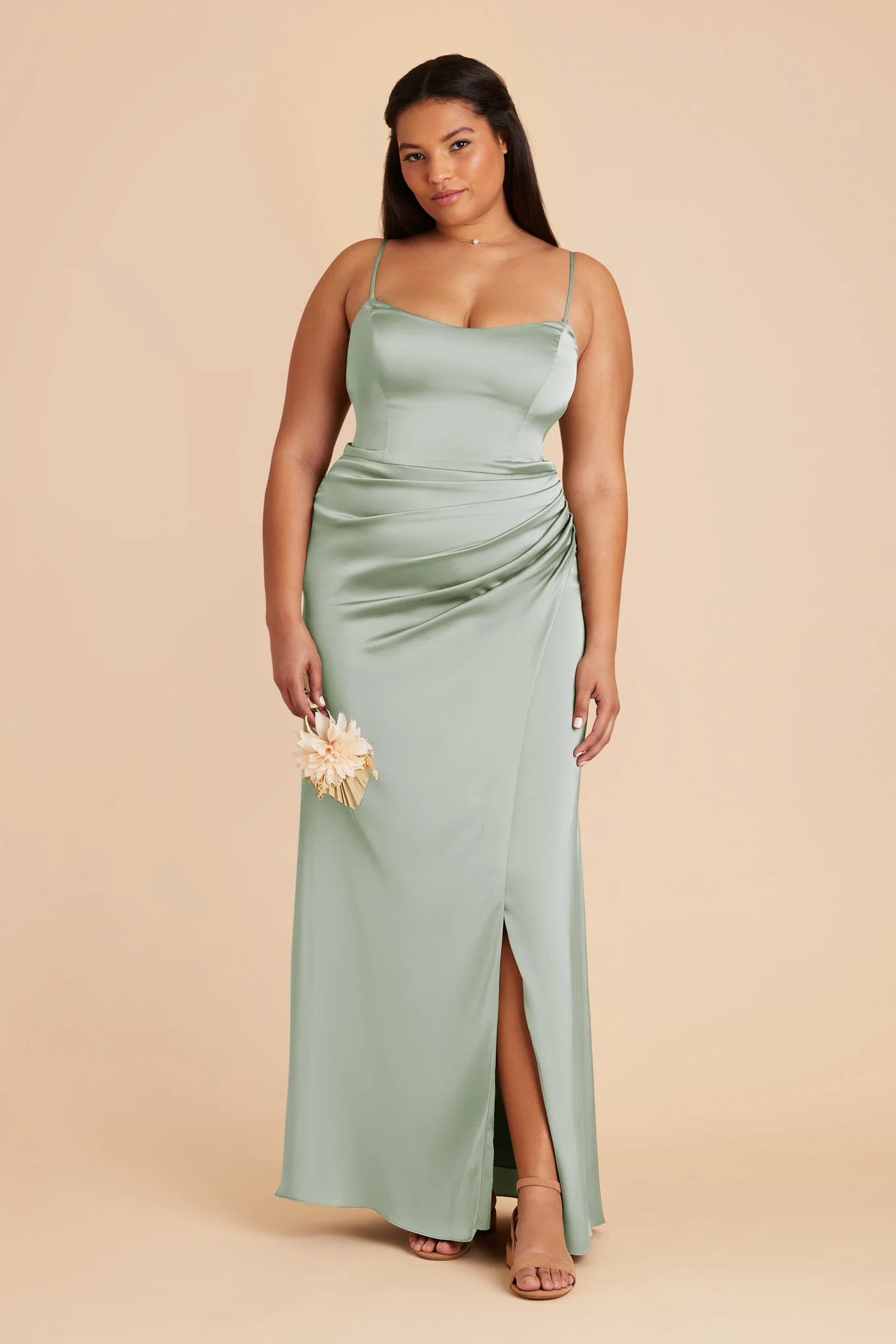 Matte Satin Sage Dress - XNAUWBI