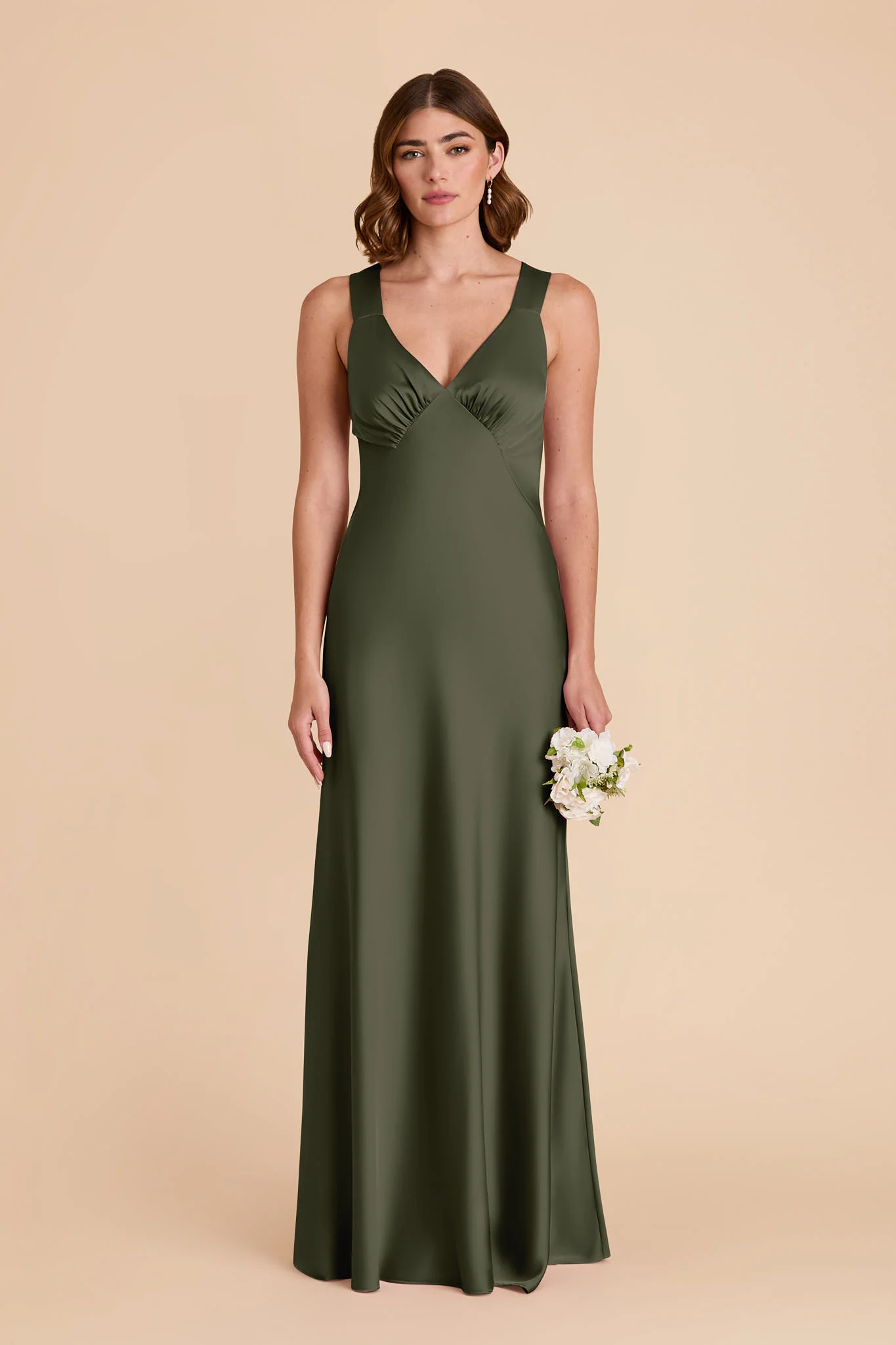 Matte Satin Olive Dress - XNAUWBI
