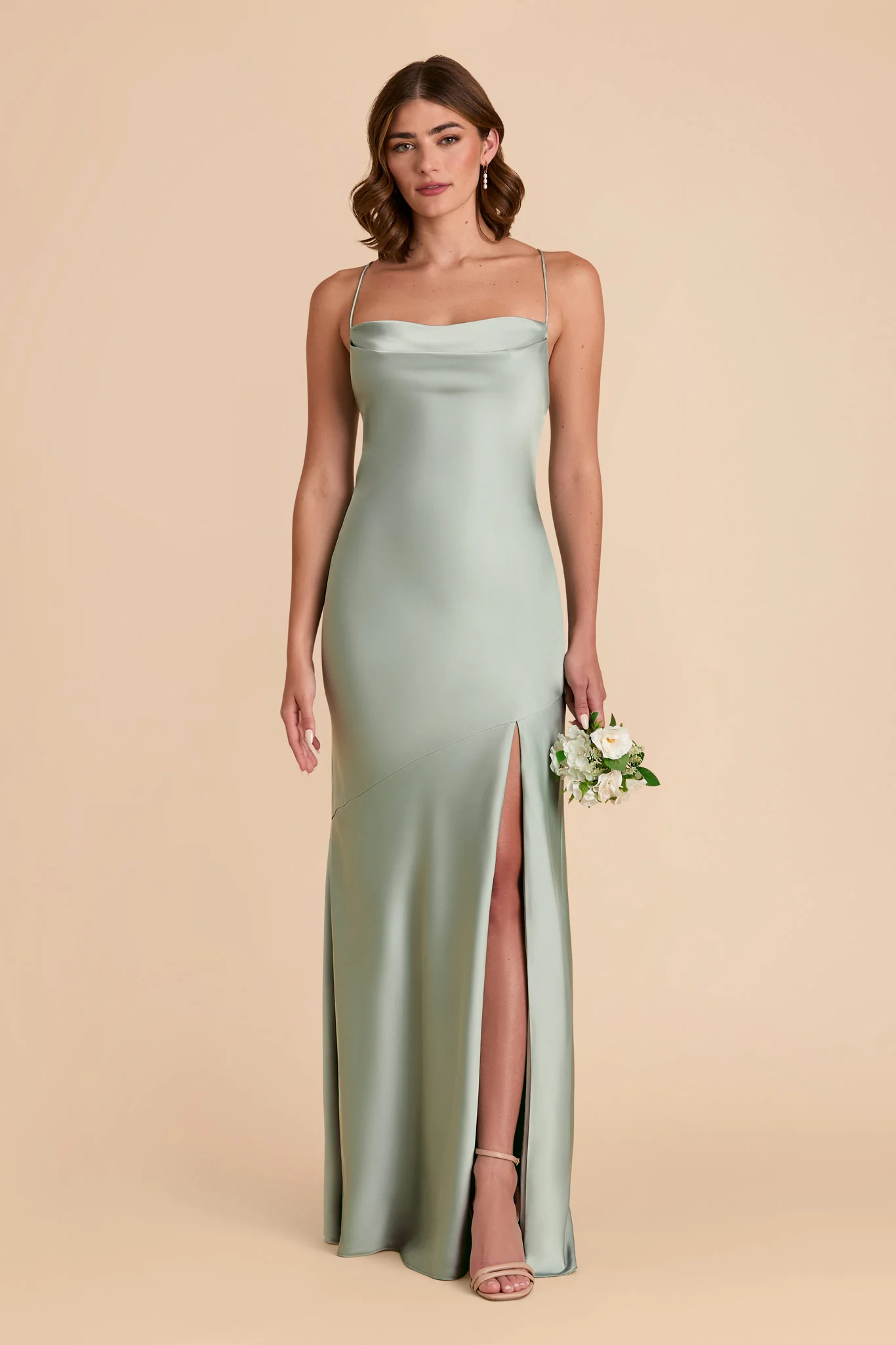 Matte Satin Sage Dress - XNAUWBI