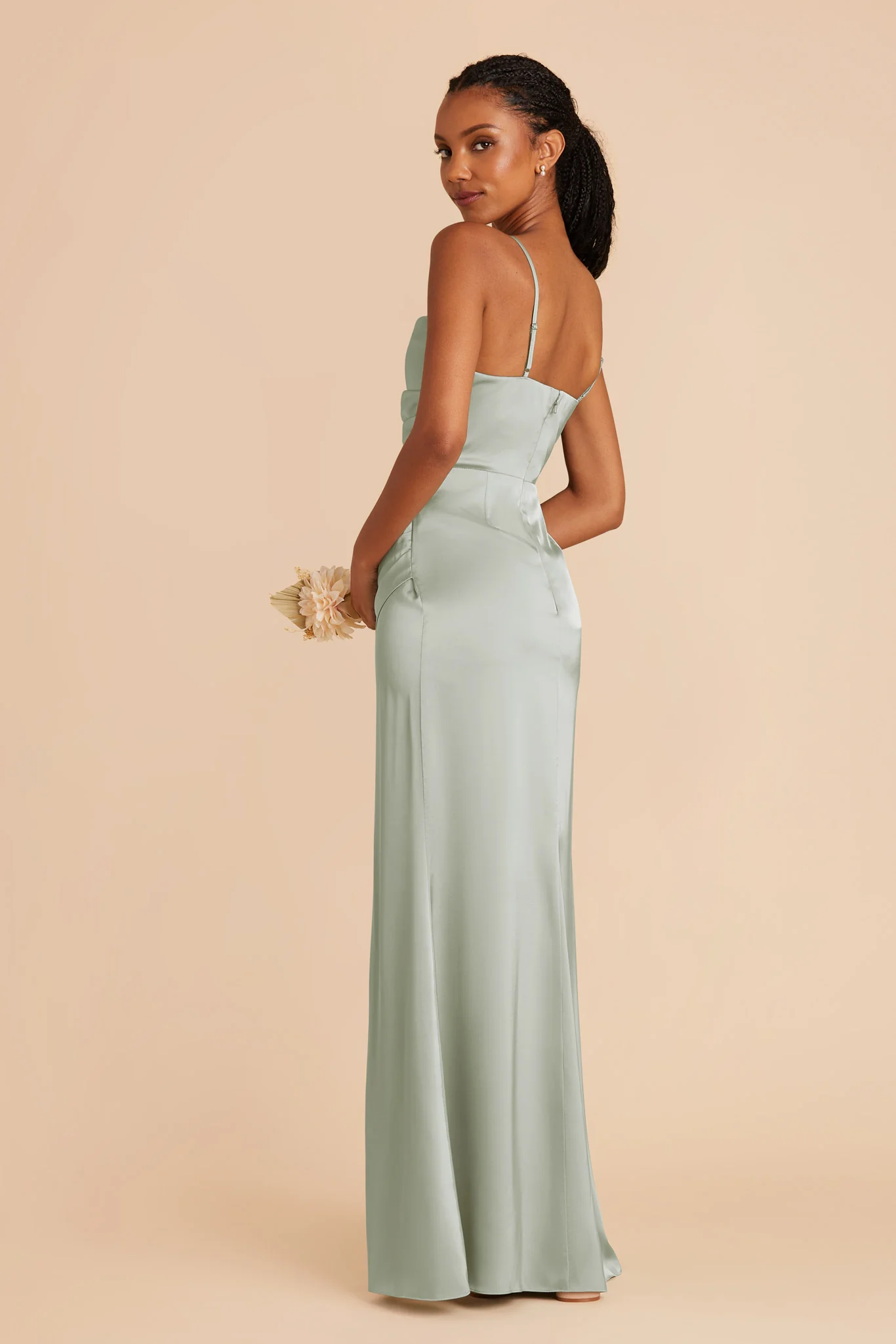 Matte Satin Sage Dress - XNAUWBI