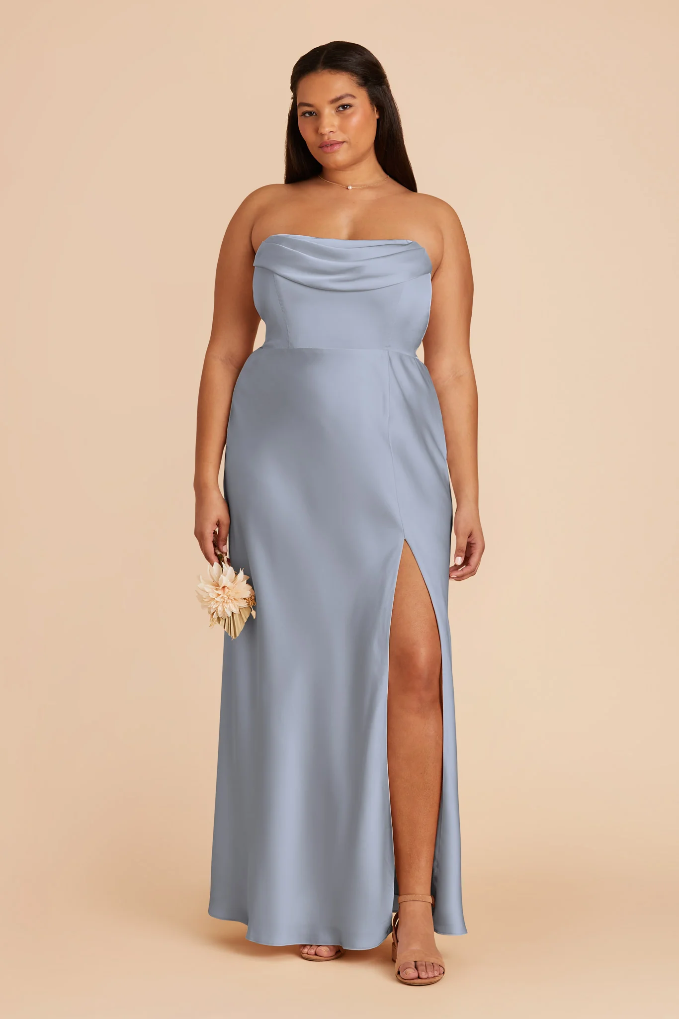 Matte Satin Dusty Blue Dress - XNAUWBI