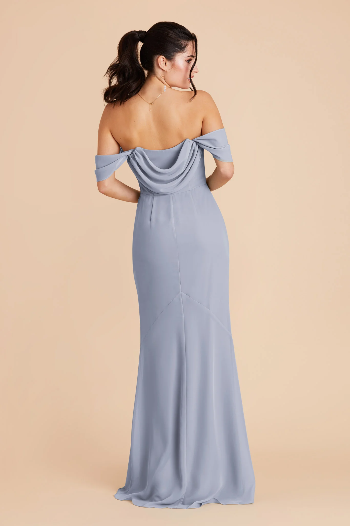 Chiffon Dusty Blue Dress - XNAUWBI