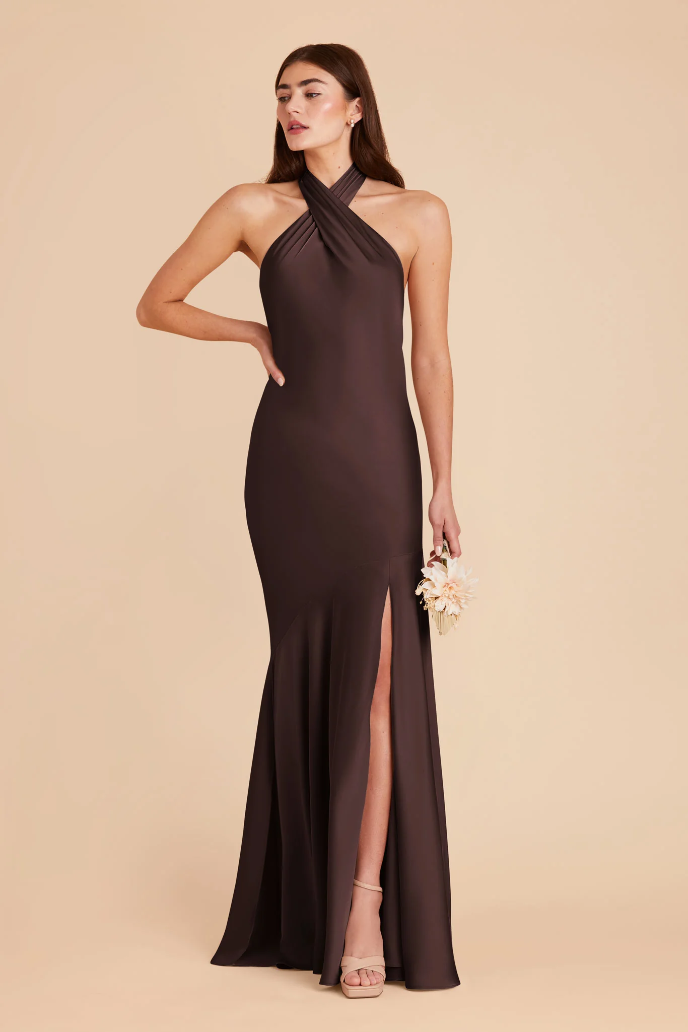 Matte Satin Espresso Dress - XNAUWBI