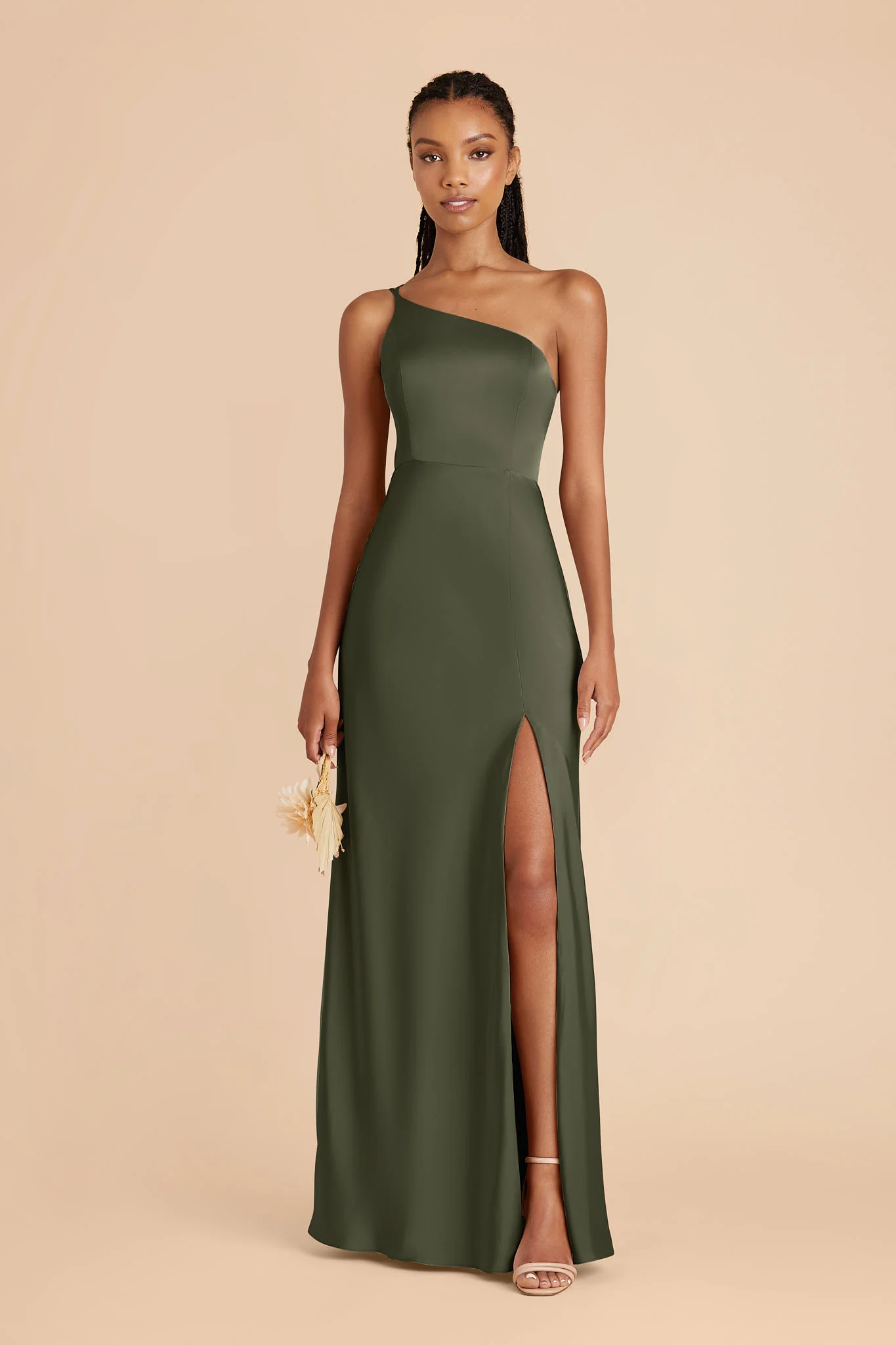 Matte Satin Olive Dress - XNAUWBI