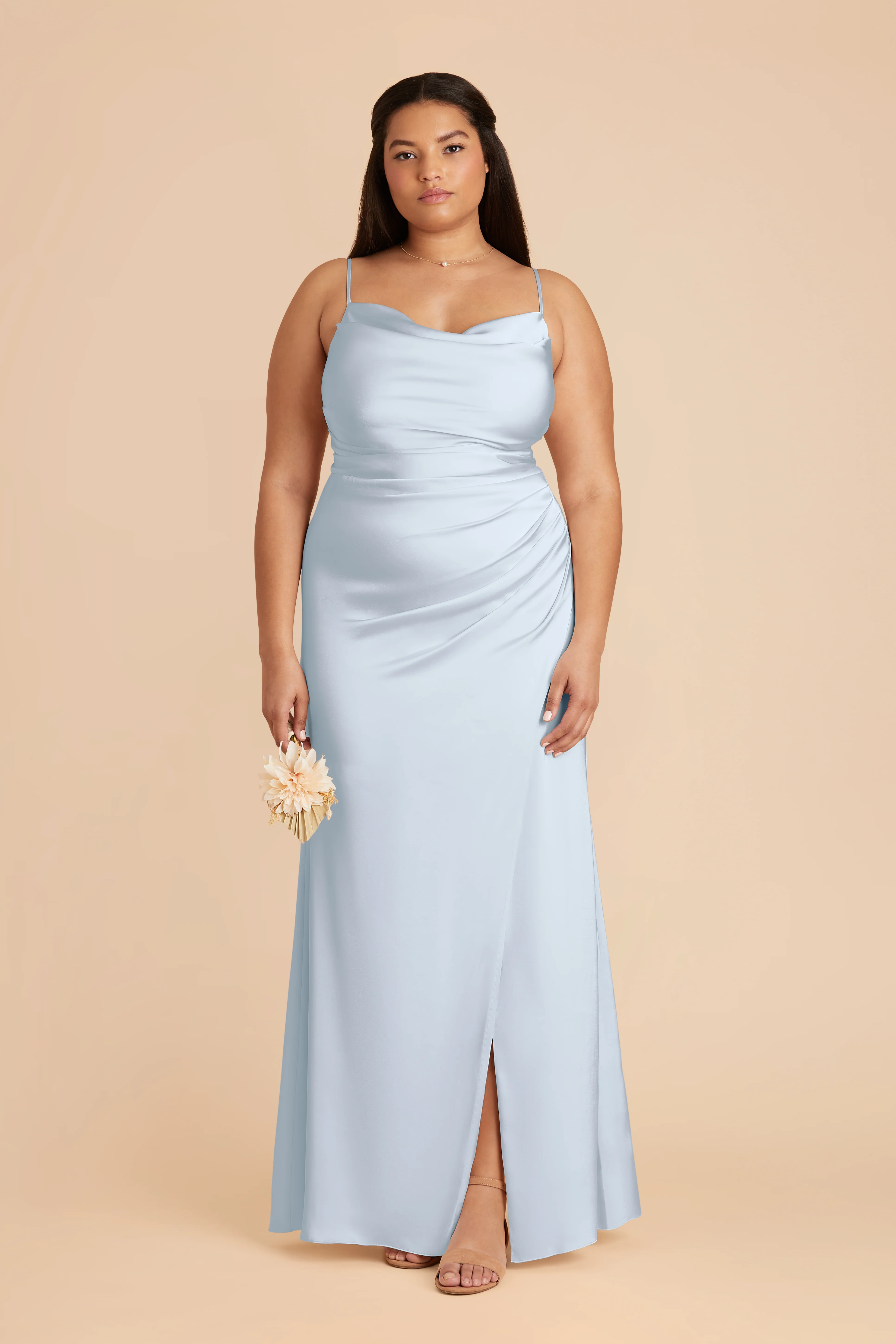 Matte Satin Mist Blue Dress - XNAUWBI