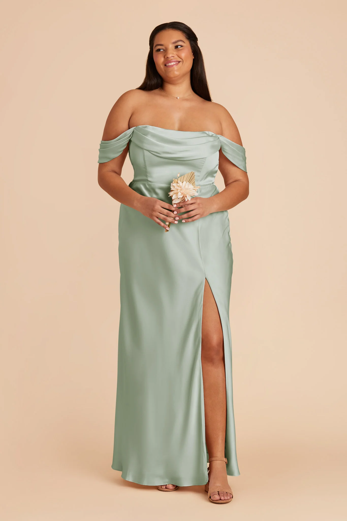 Matte Satin Sage Dress - XNAUWBI