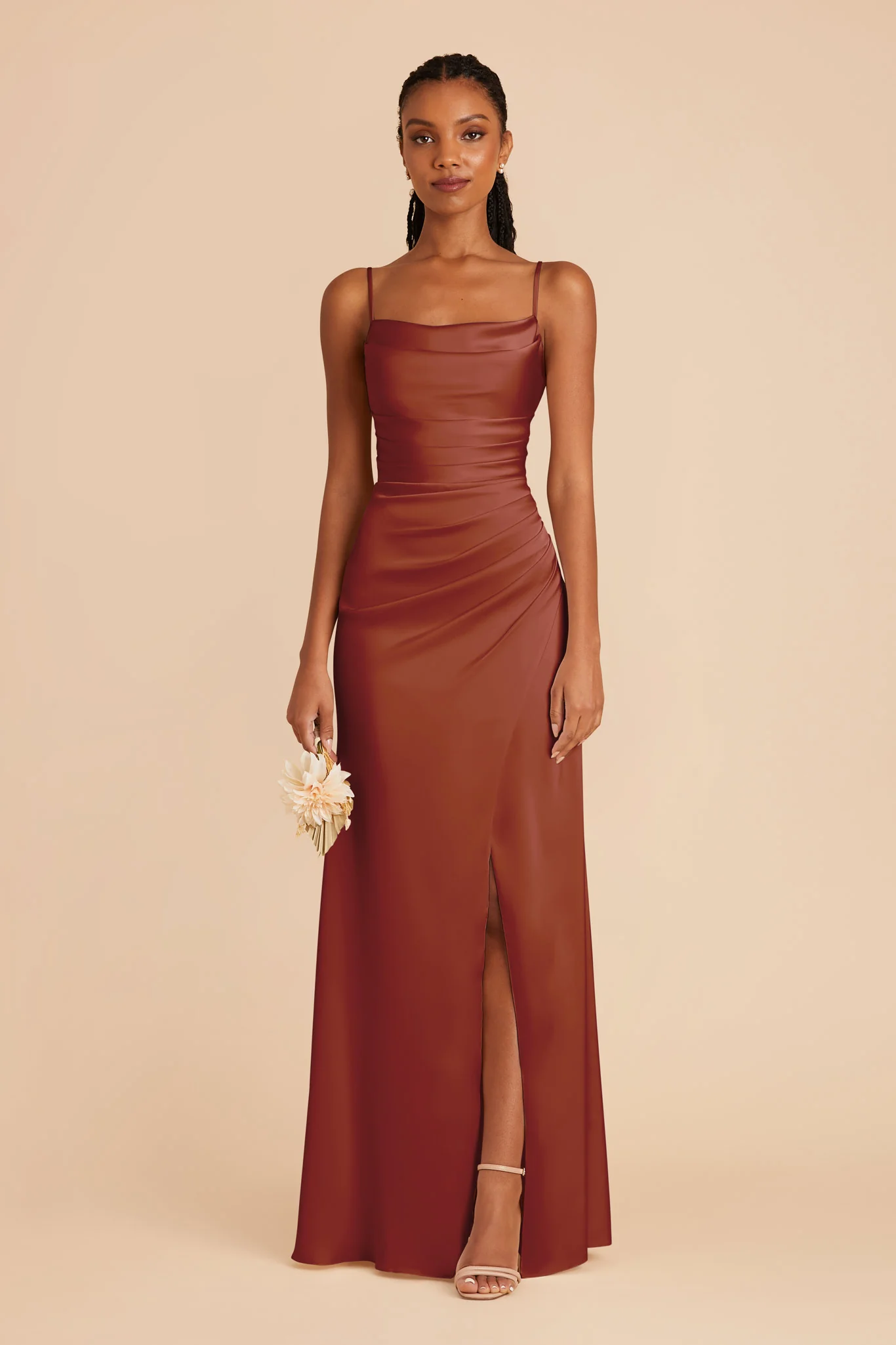 Matte Satin Auburn Dress - XNAUWBI