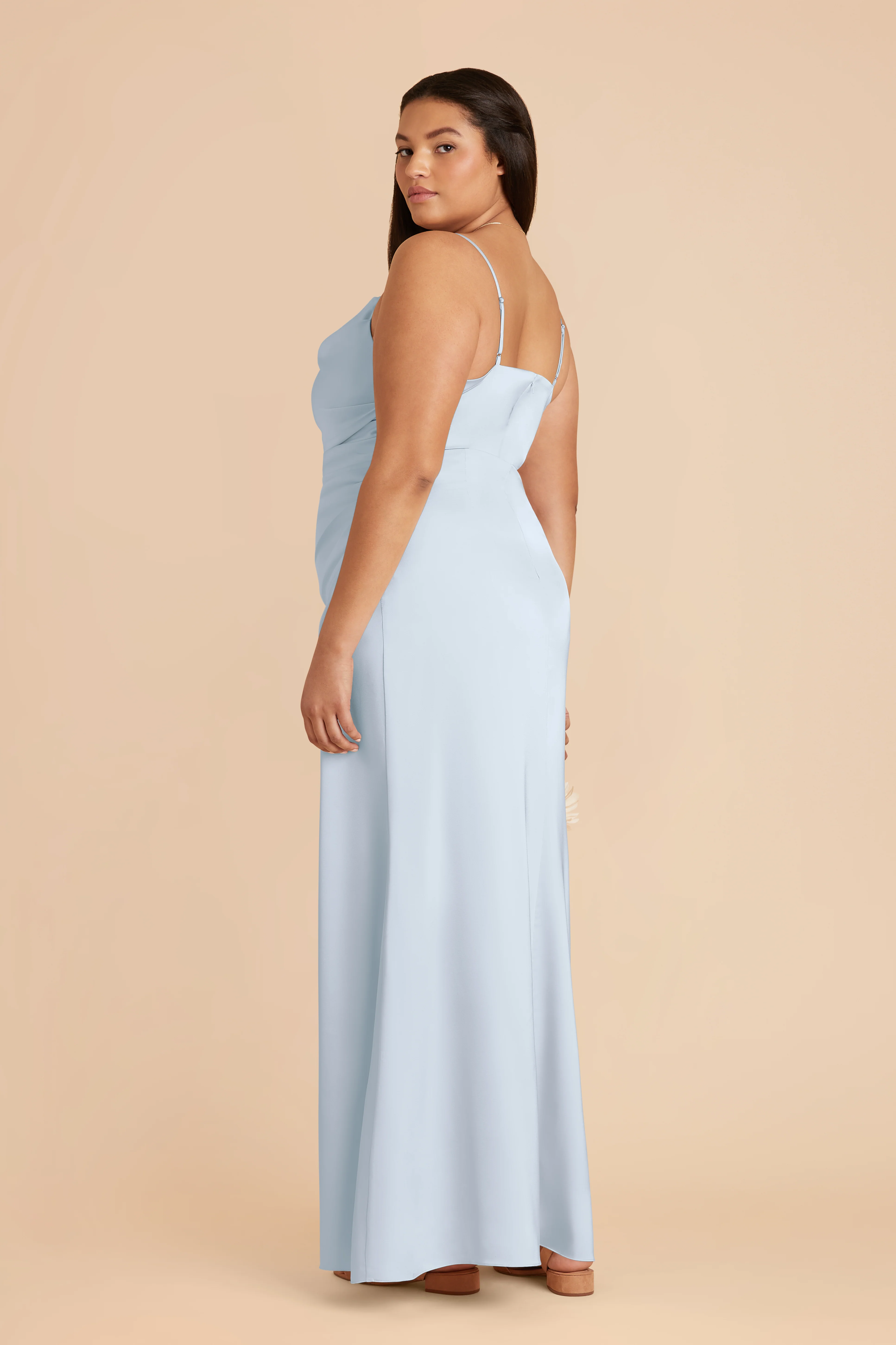 Matte Satin Mist Blue Dress - XNAUWBI