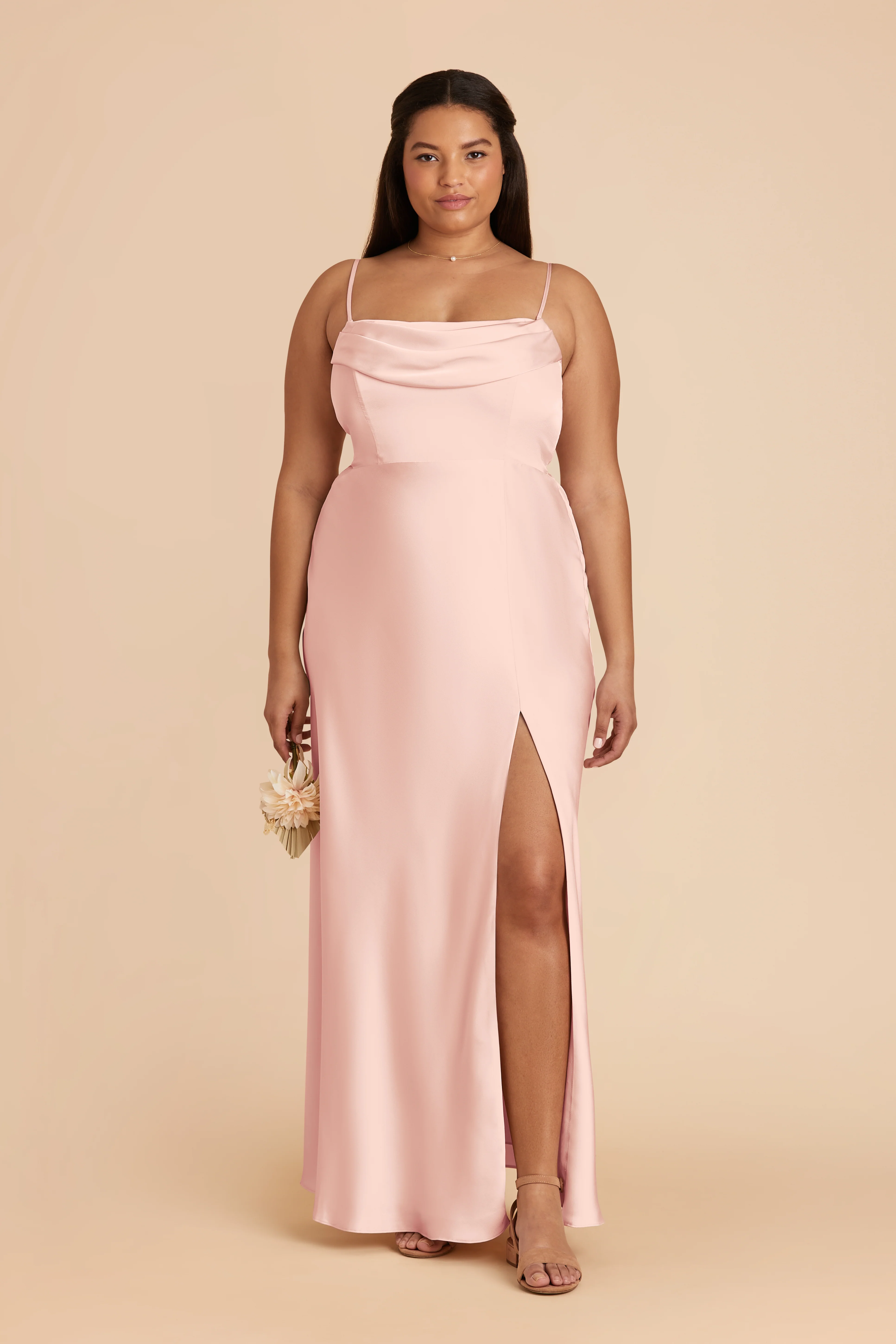 Matte Satin Blush Pink Dress - XNAUWBI