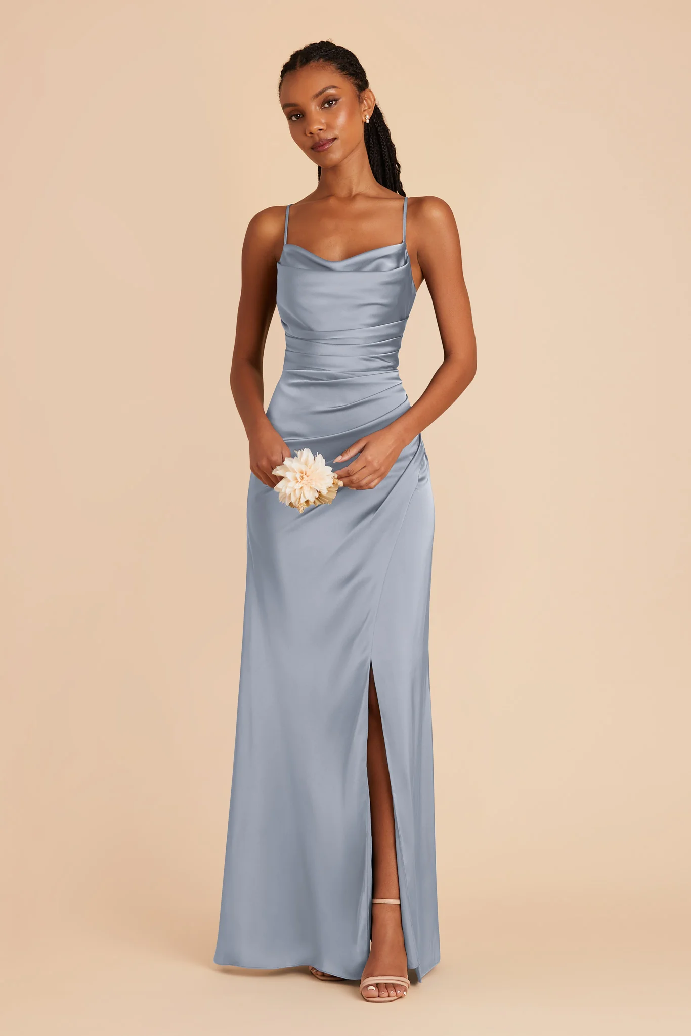 Matte Satin Dusty Blue Dress - XNAUWBI