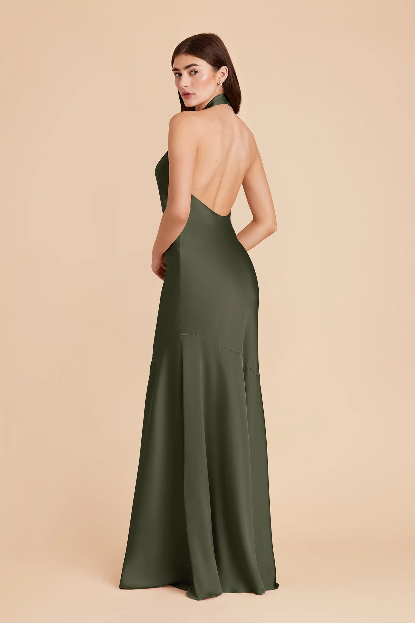 Matte Satin Olive Dress - XNAUWBI