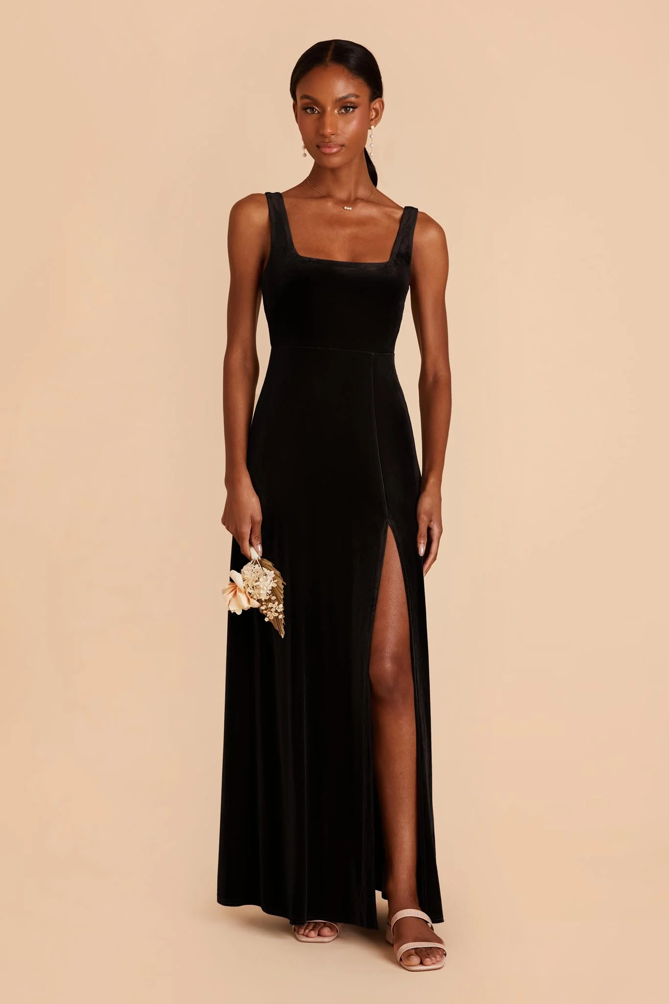 Velvet Black Dress - XNAUWBI