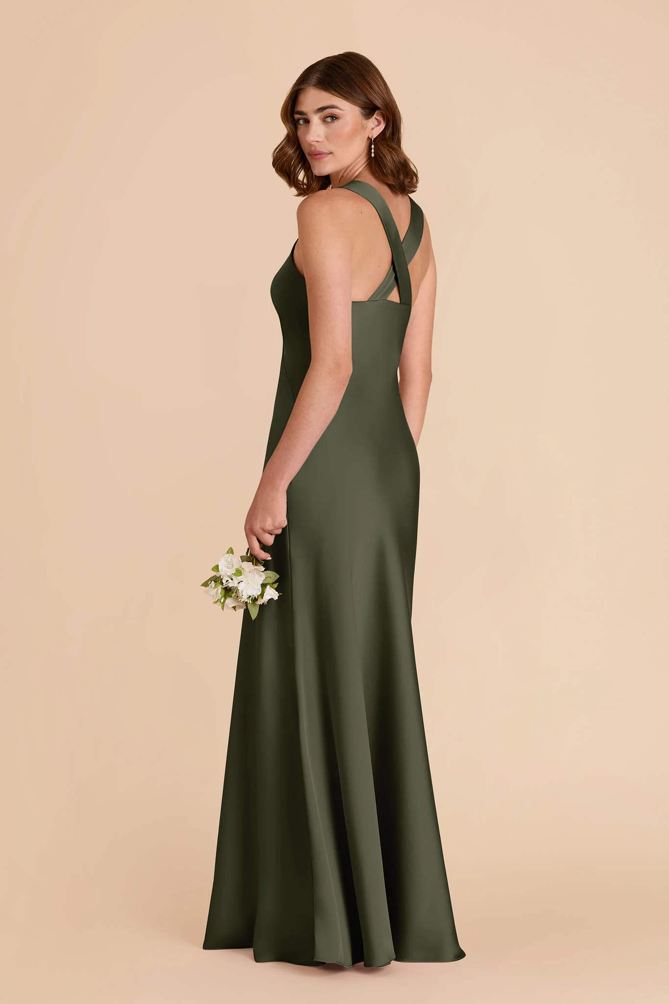 Matte Satin Olive Dress - XNAUWBI