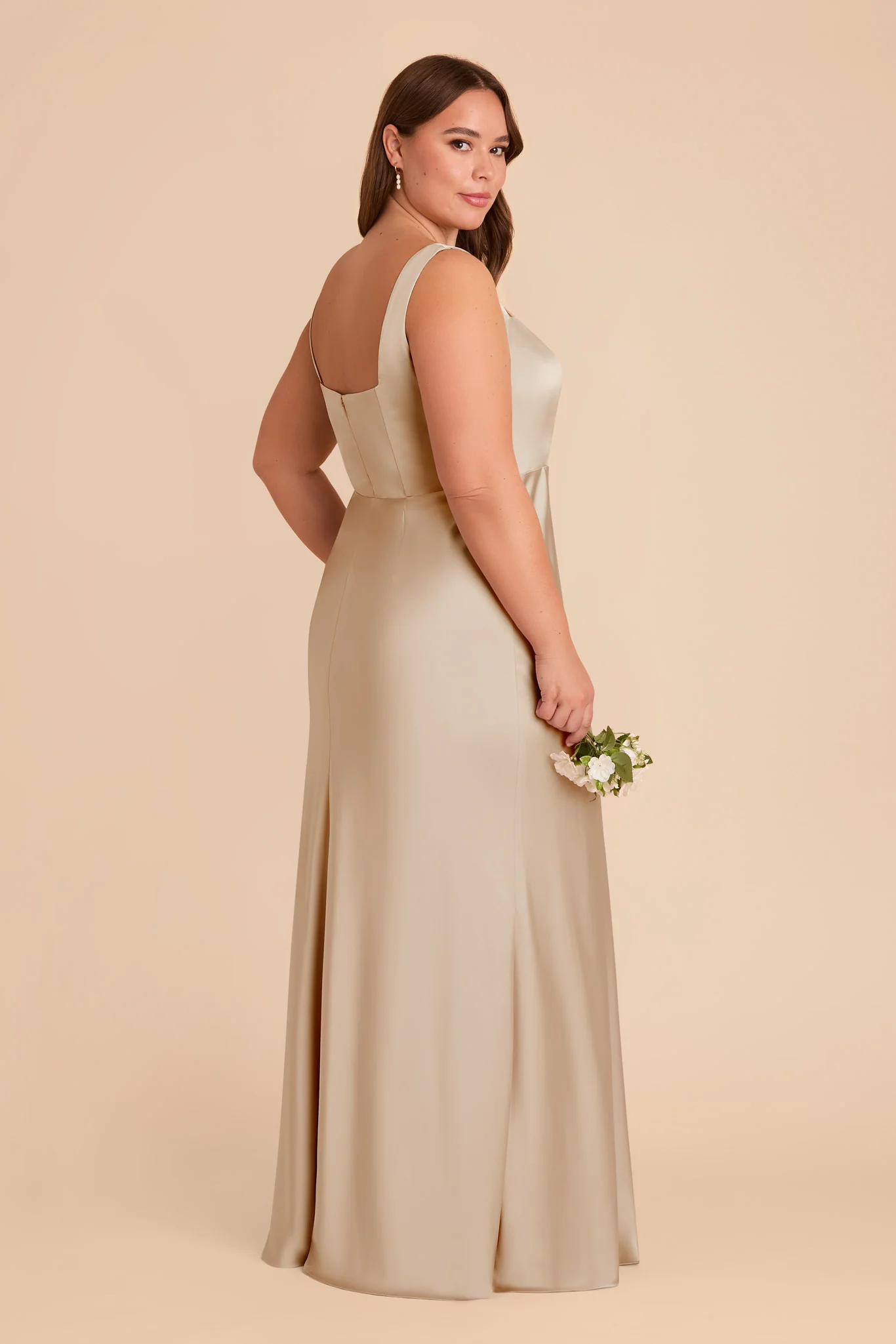 Matte Satin Neutral Champagne Dress - XNAUWBI