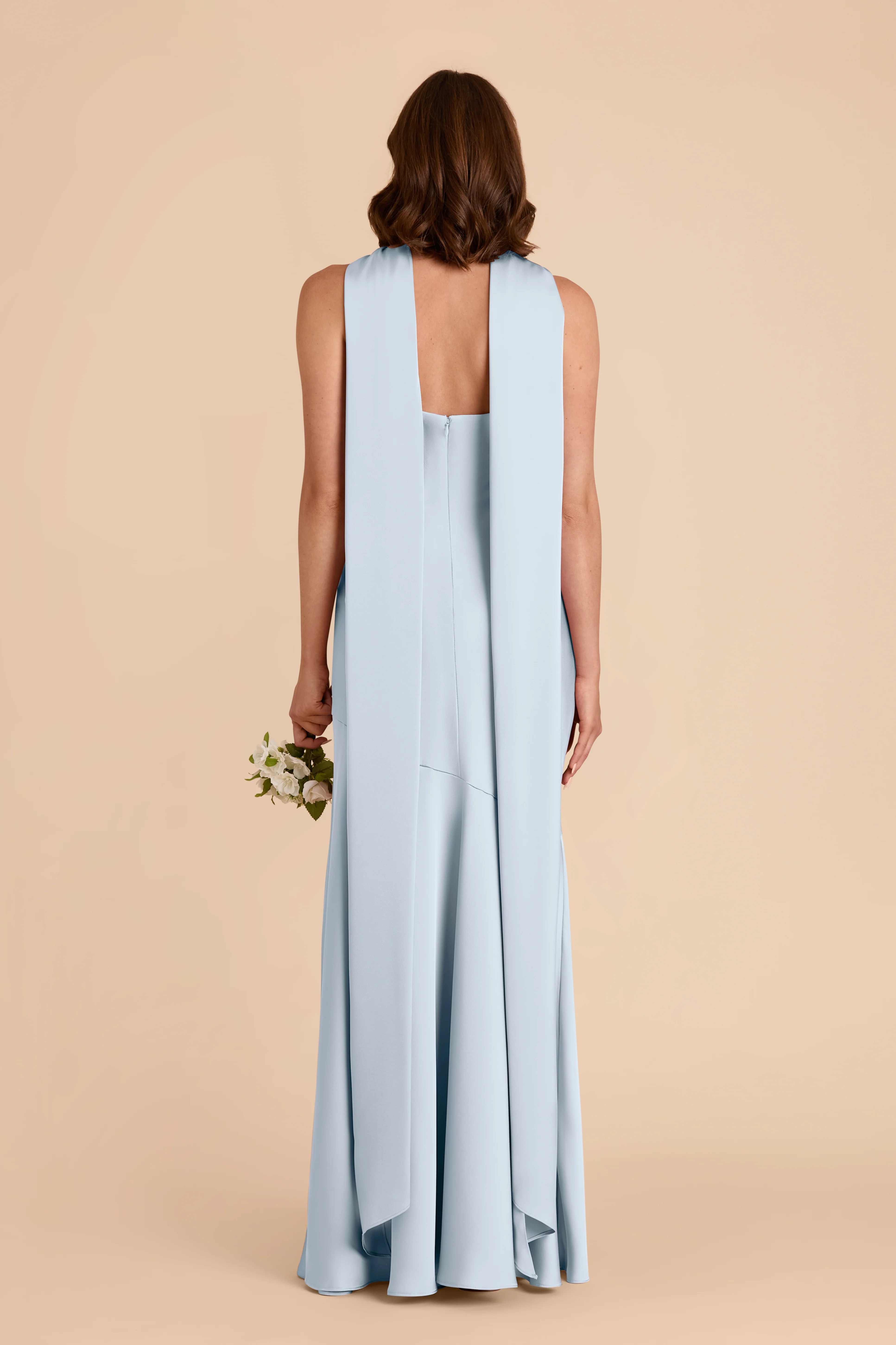 Matte Satin Mist Blue Dress - XNAUWBI