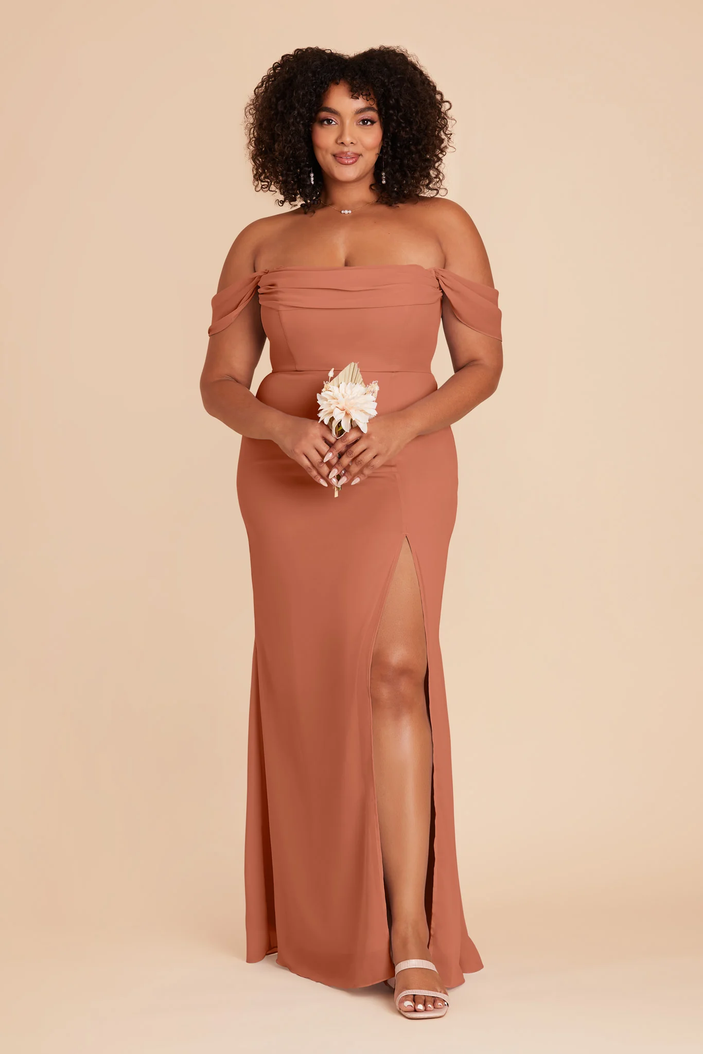 Chiffon Terracotta Dress - XNAUWBI