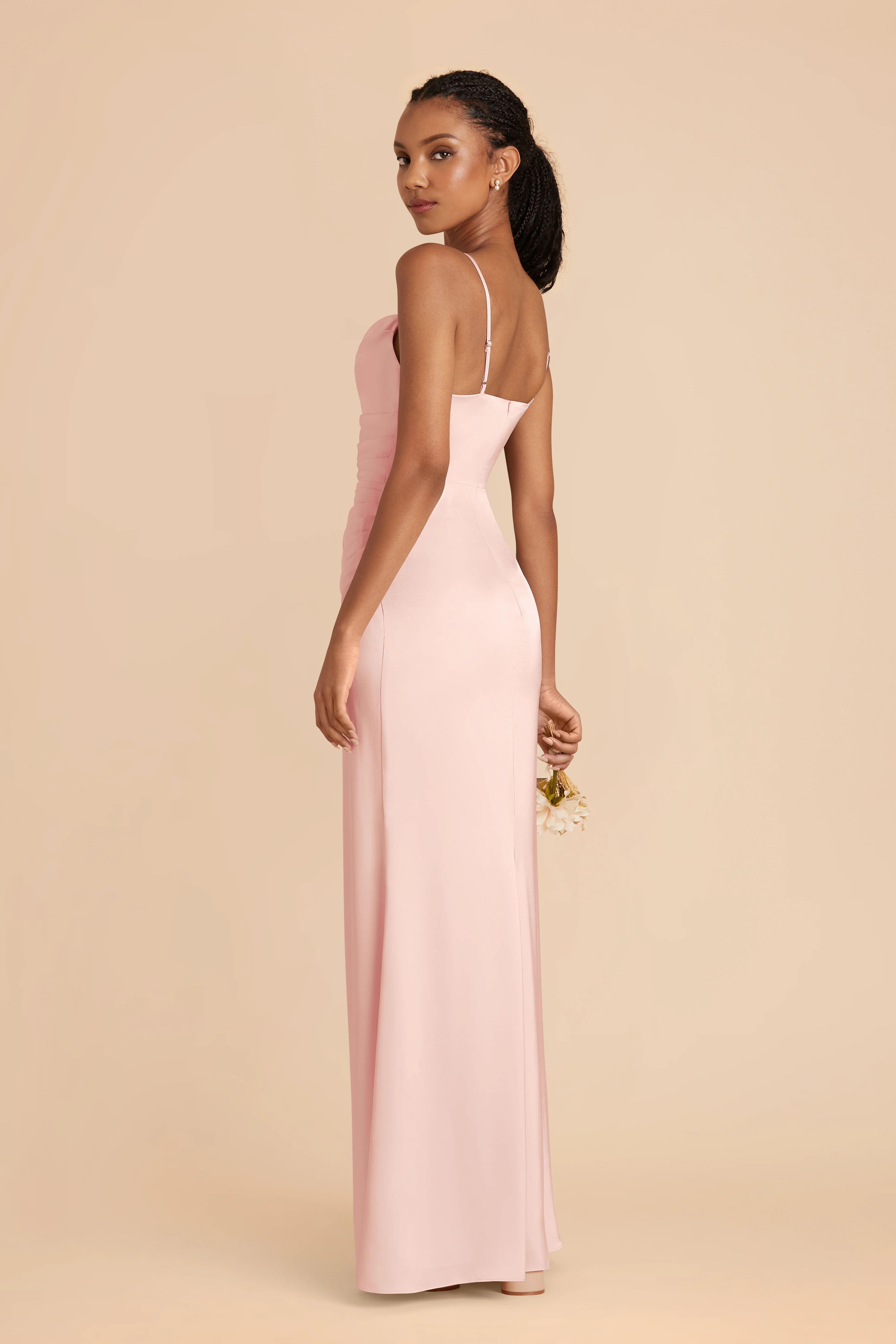 Matte Satin Blush Pink Dress - XNAUWBI