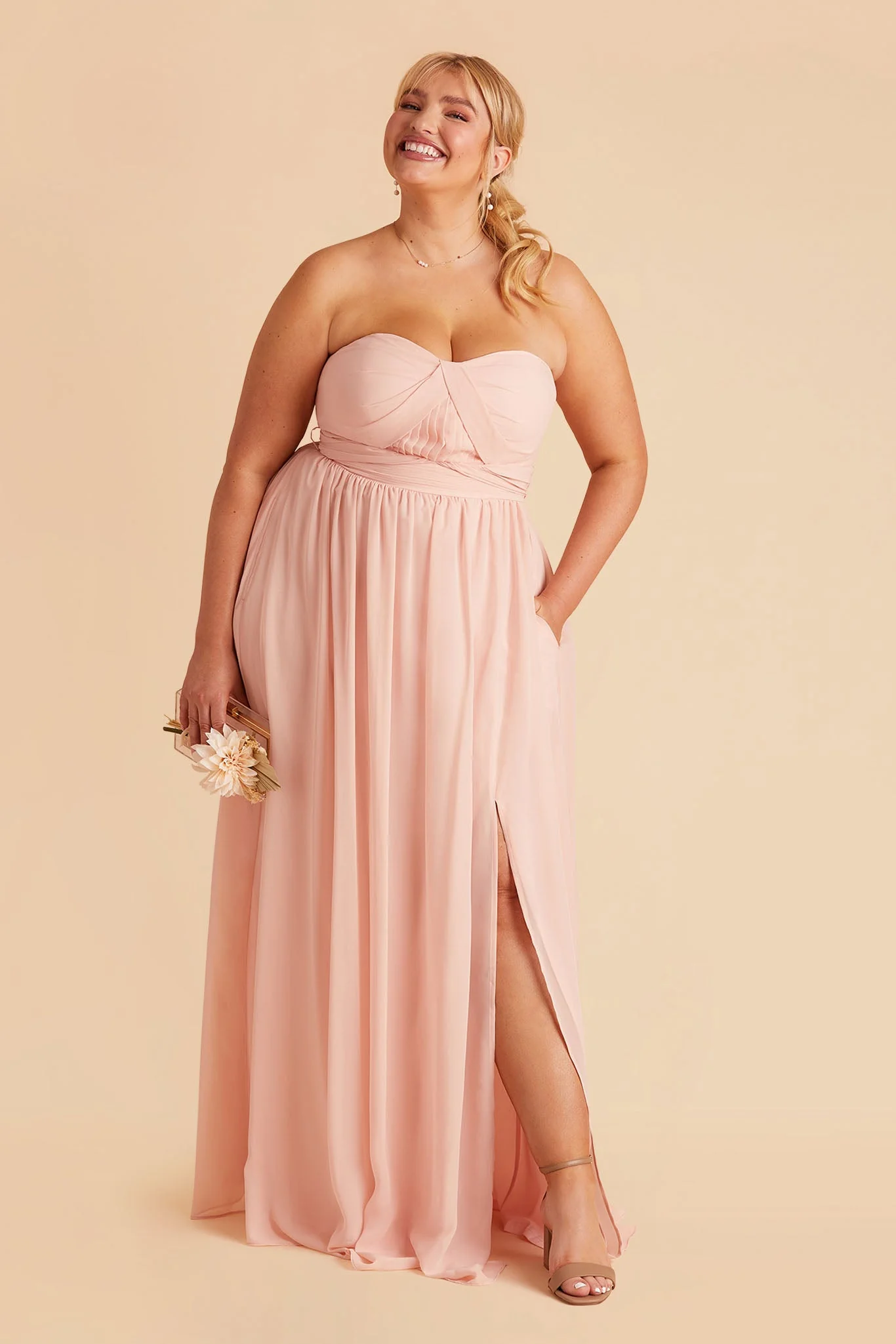 Chiffon Blush Pink Dress - XNAUWBI