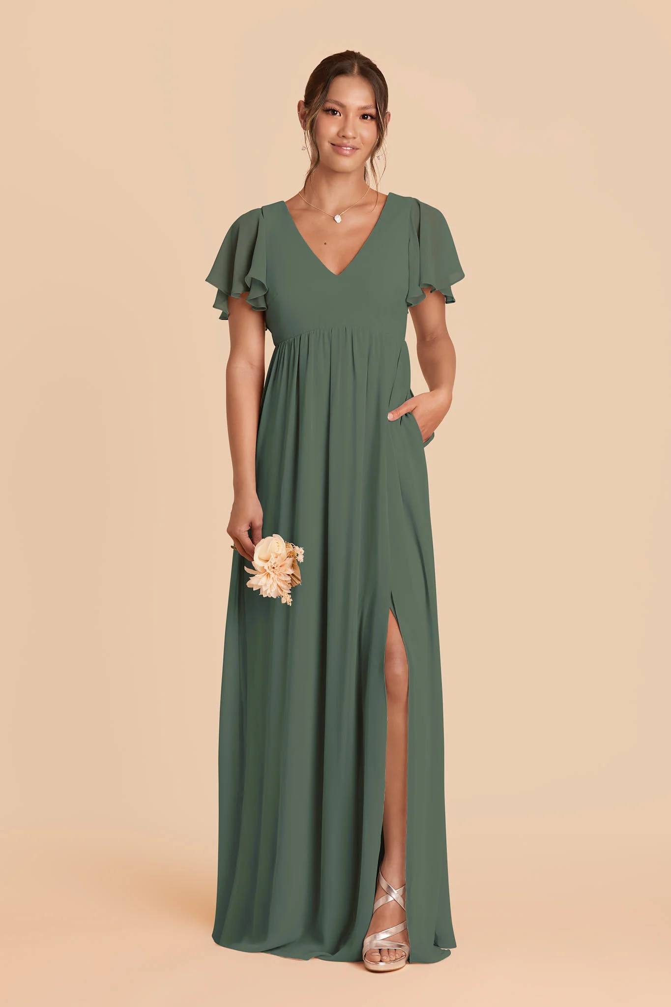 Chiffon Eucalyptus Dress - XNAUWBI