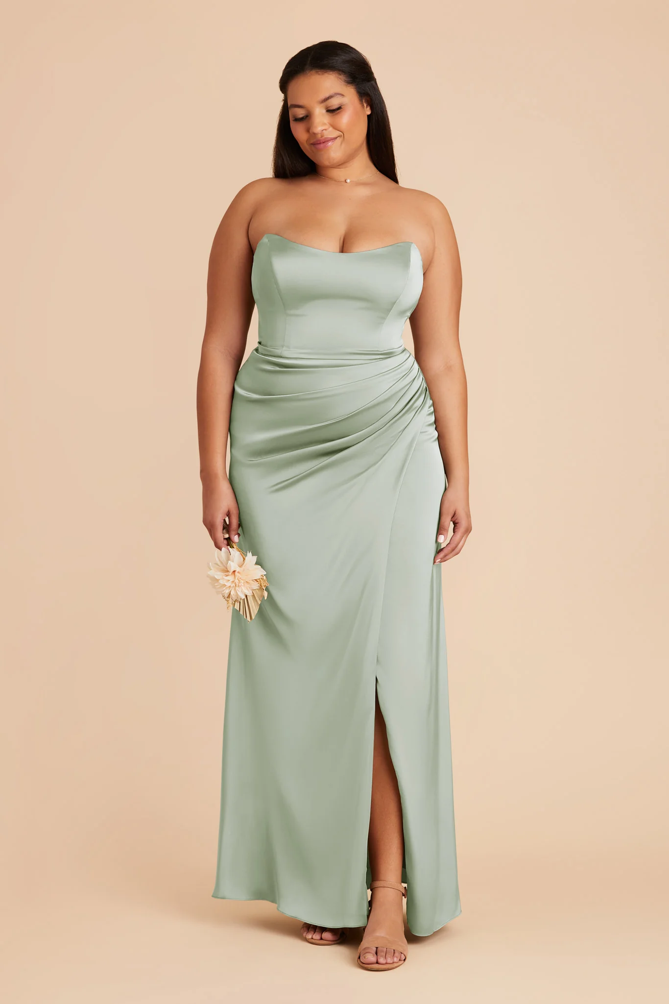 Matte Satin Sage Dress - XNAUWBI