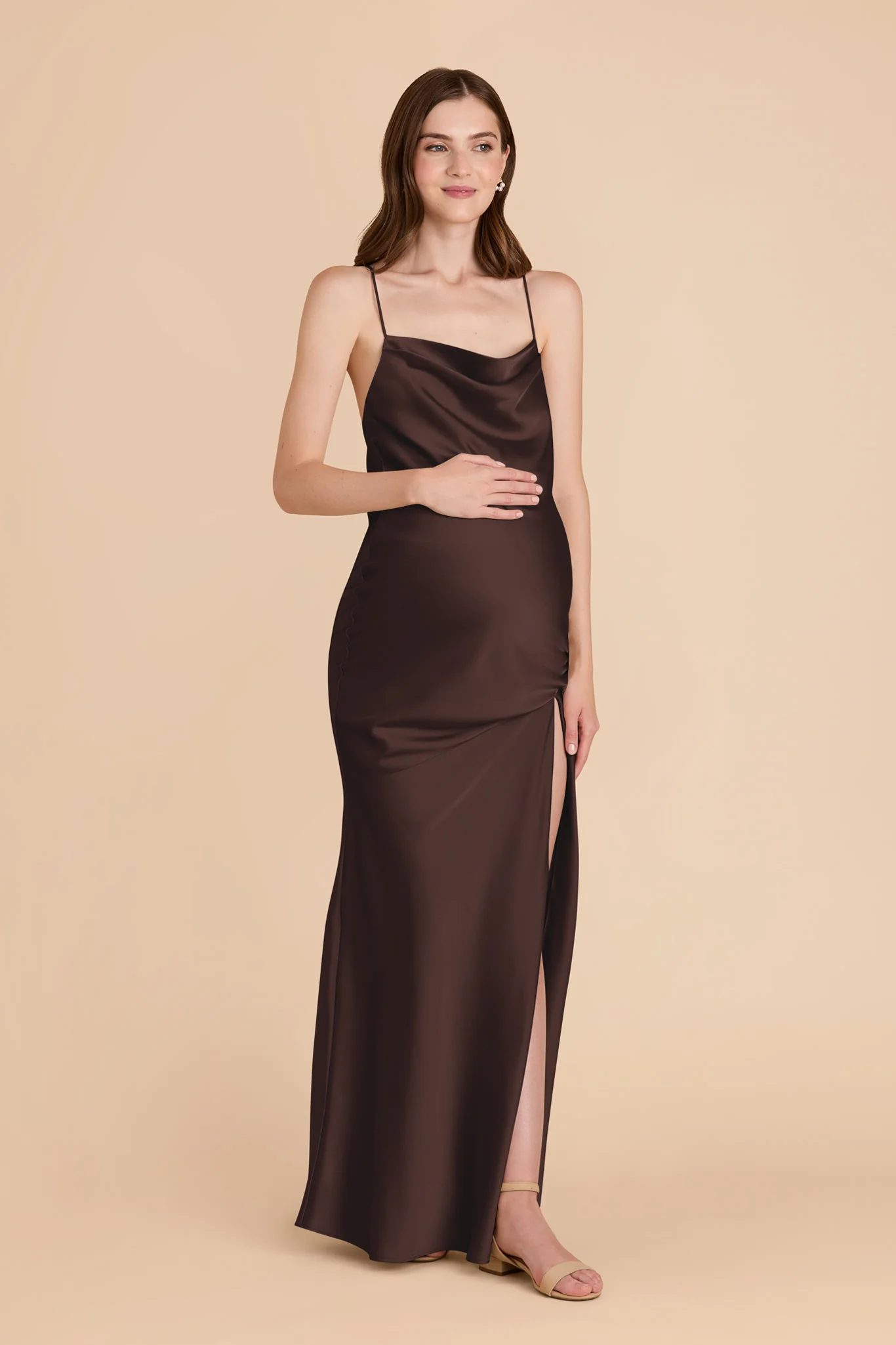 Matte Satin Espresso Dress - XNAUWBI