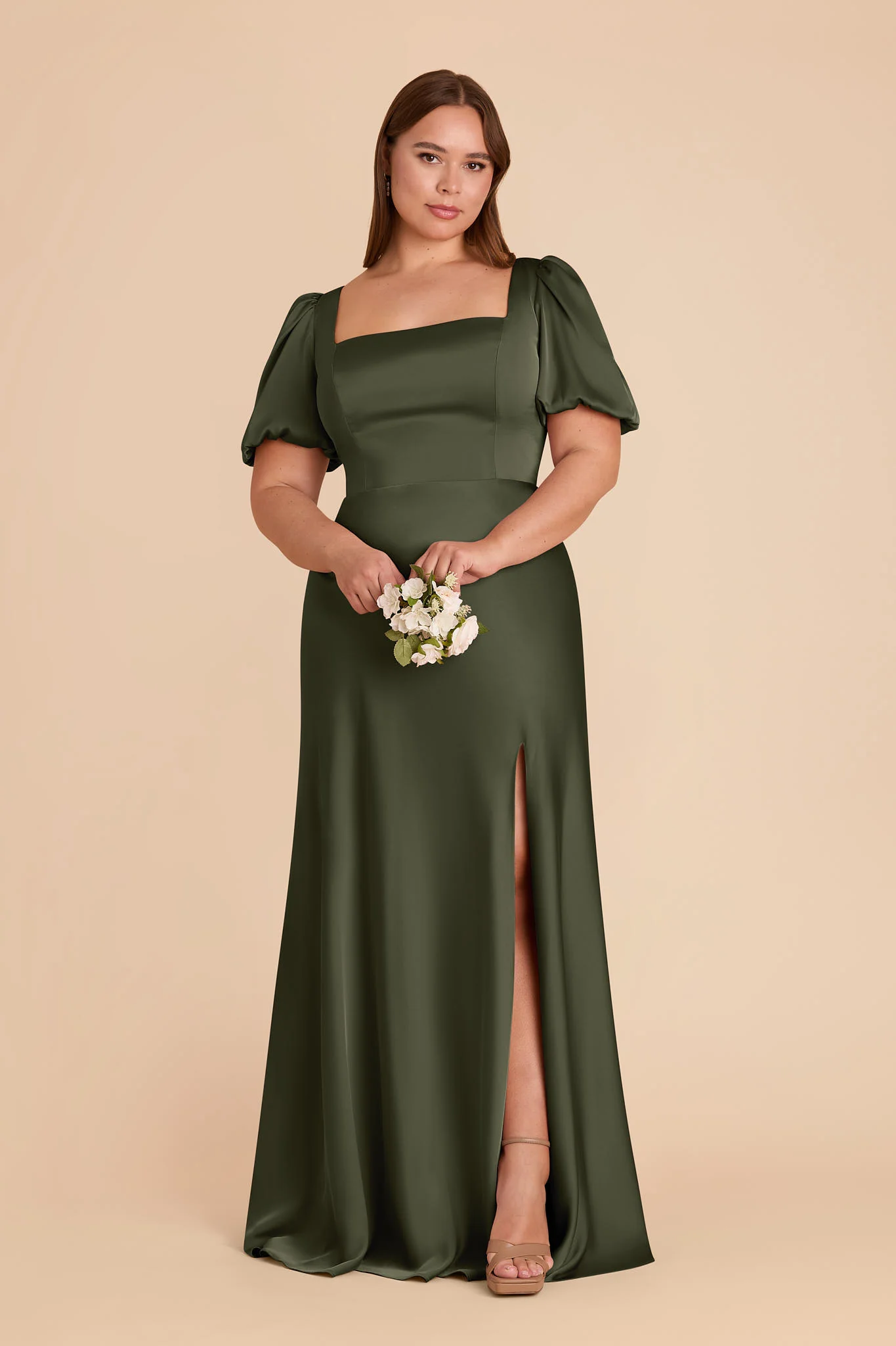 Matte Satin Olive Dress - XNAUWBI