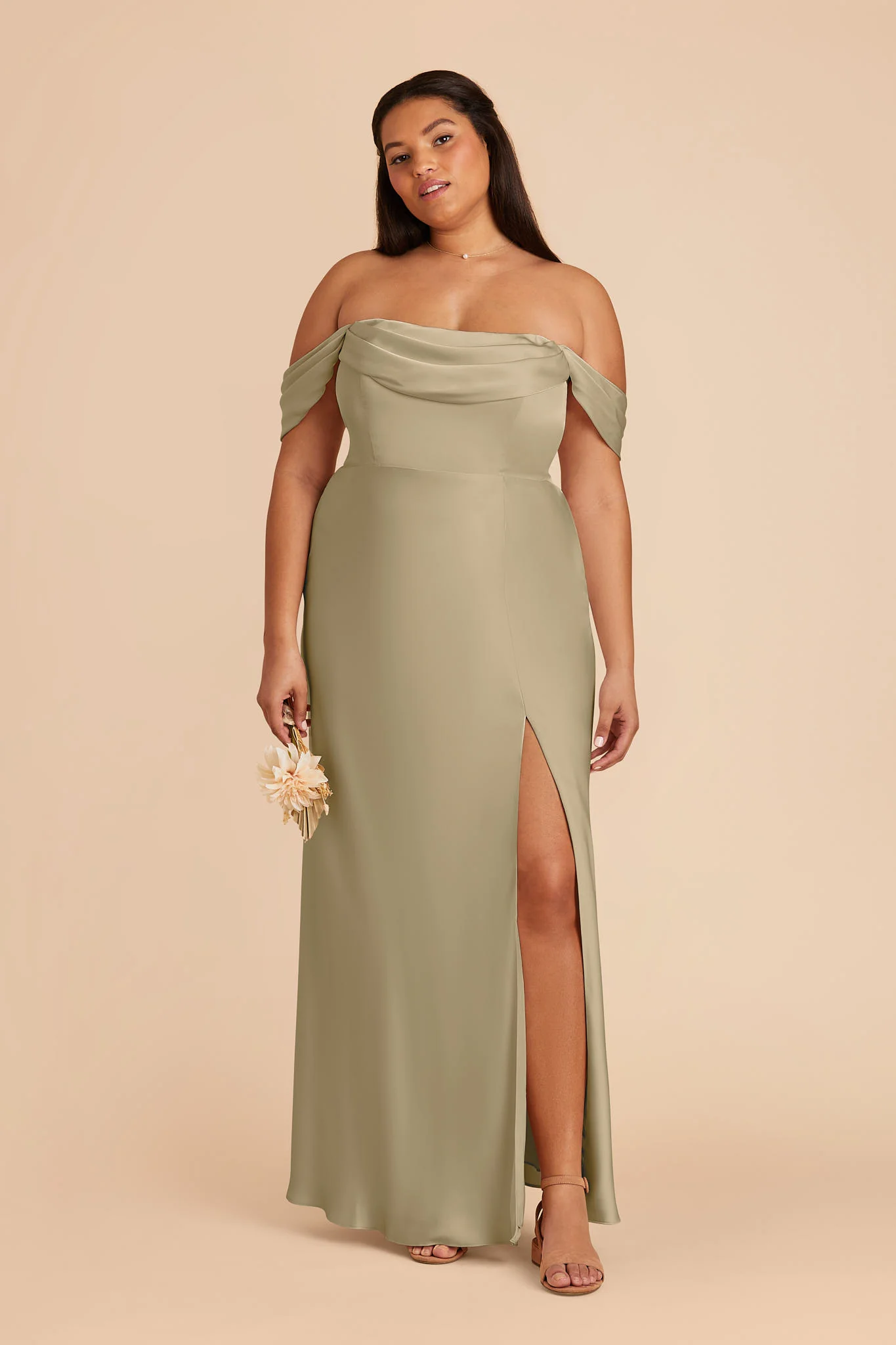 Matte Satin Moss Green Dress - XNAUWBI