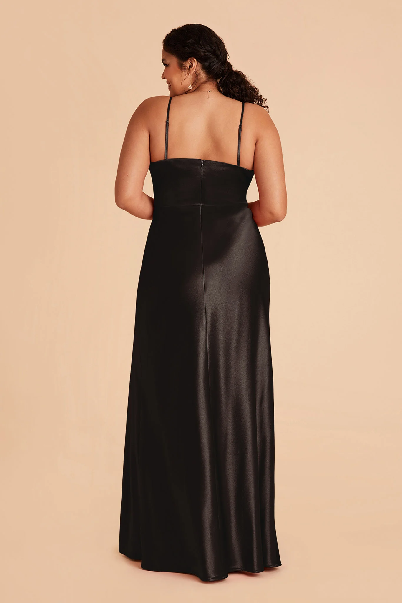 Shiny Satin Black Dress - XNAUWBI