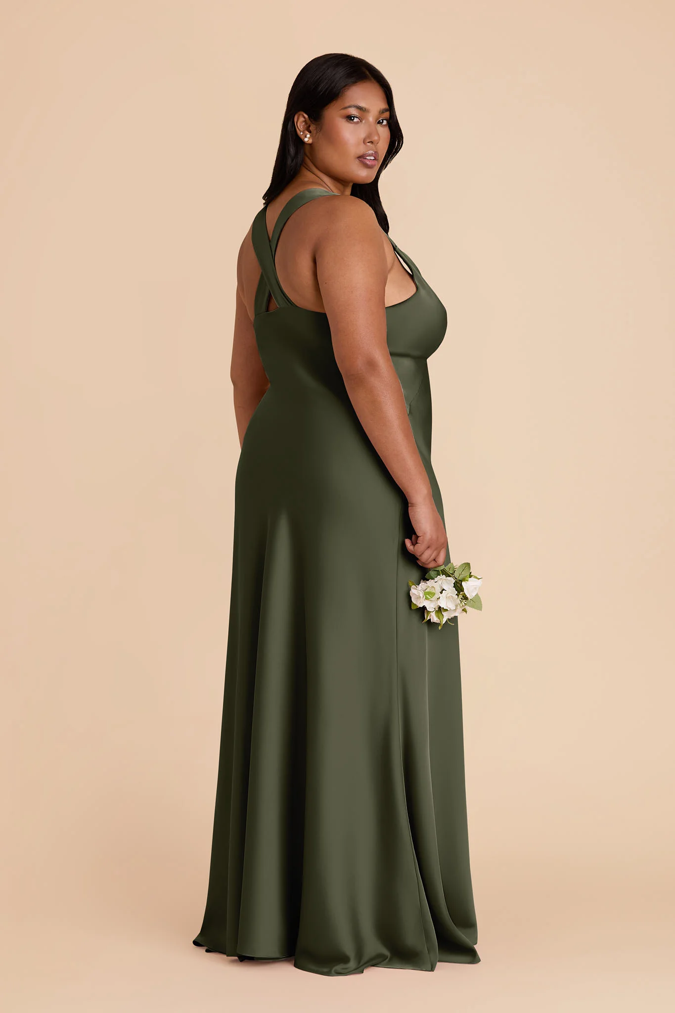 Matte Satin Olive Dress - XNAUWBI