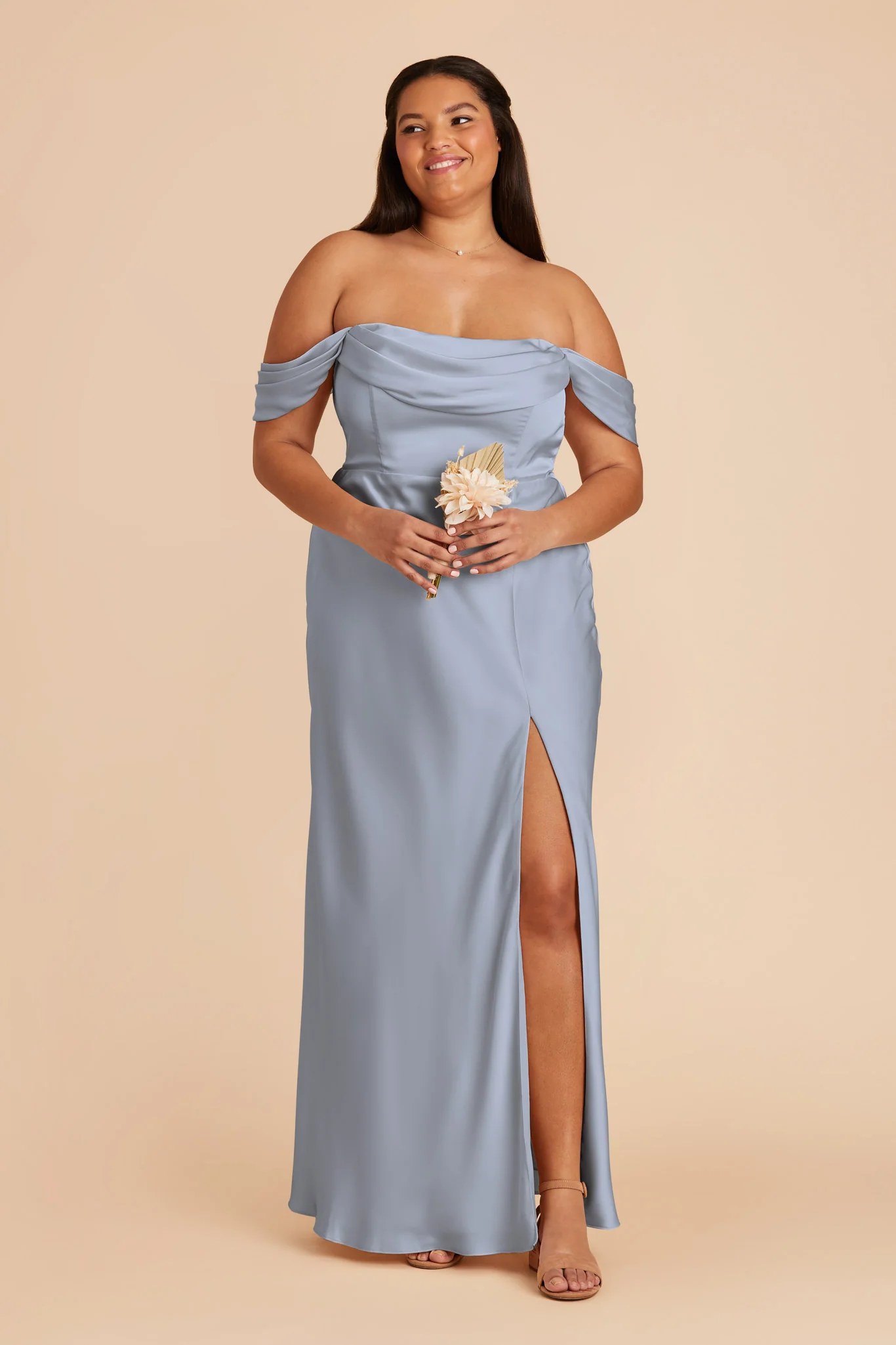 Matte Satin Dusty Blue Dress - XNAUWBI