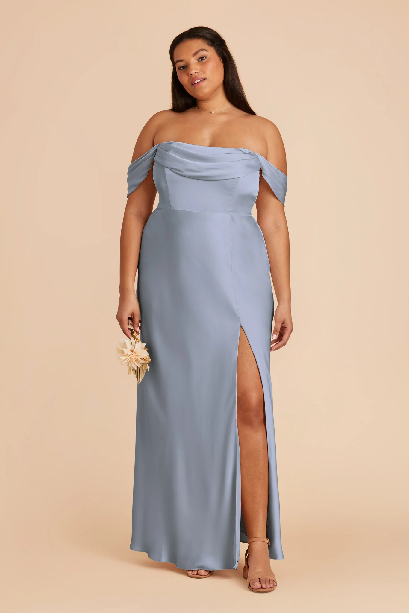 Matte Satin Dusty Blue Dress - XNAUWBI