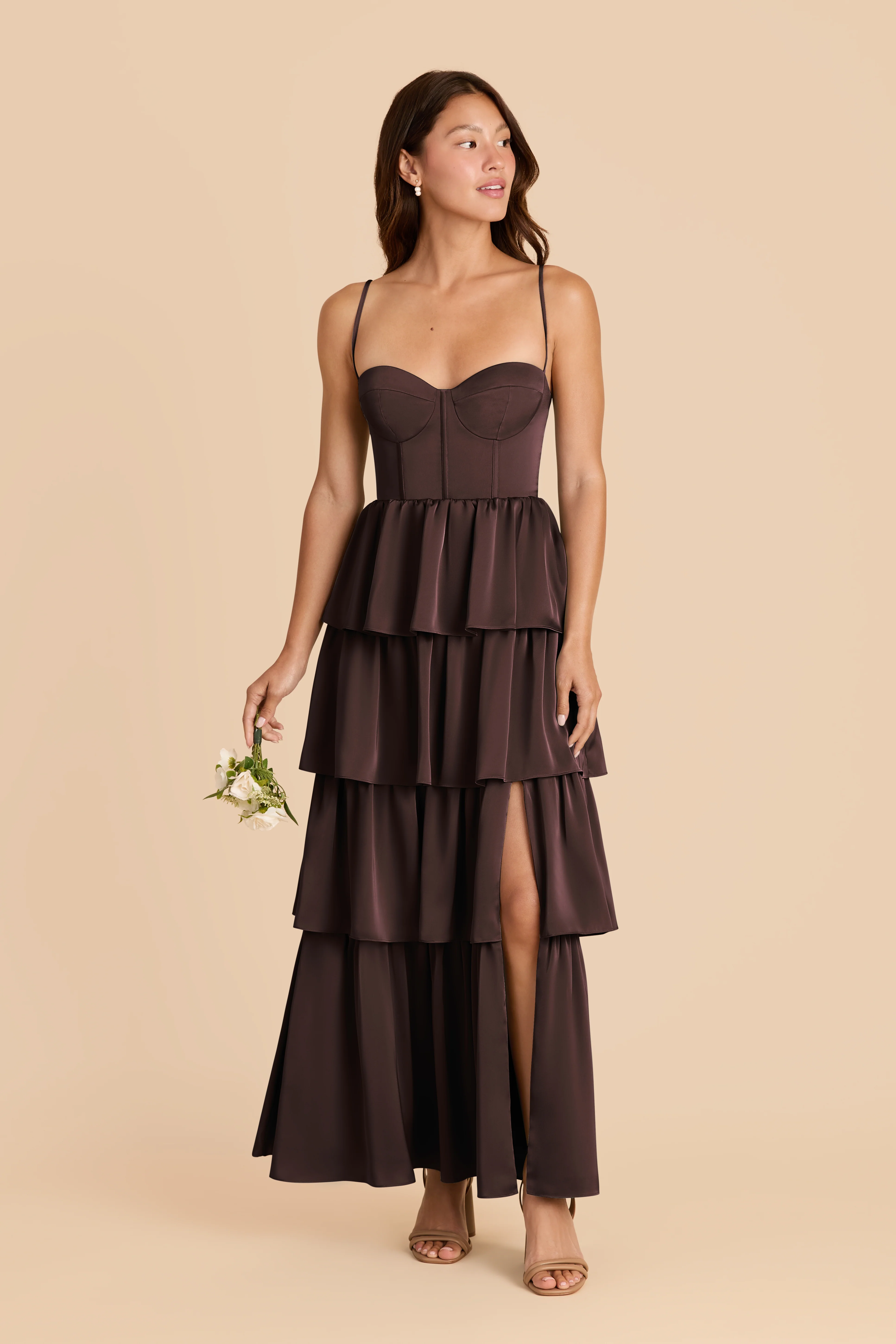 Matte Satin Espresso Dress - XNAUWBI